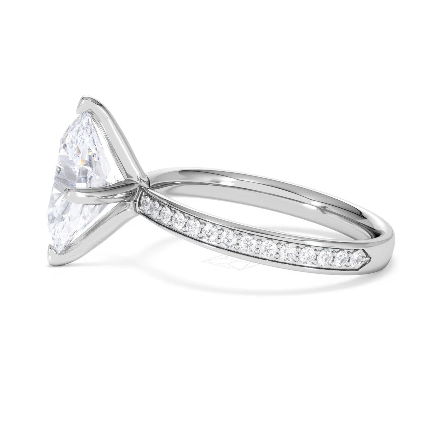 Origin Twist 3.00ct Oval Cut Lab Diamond Solitaire Engagement Ring with Side Stones in 18K White Gold - Image 68
