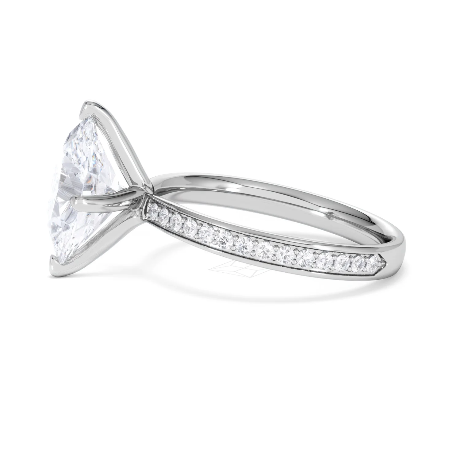 Origin Twist 3.00ct Oval Cut Lab Diamond Solitaire Engagement Ring with Side Stones in 18K White Gold - Image 69