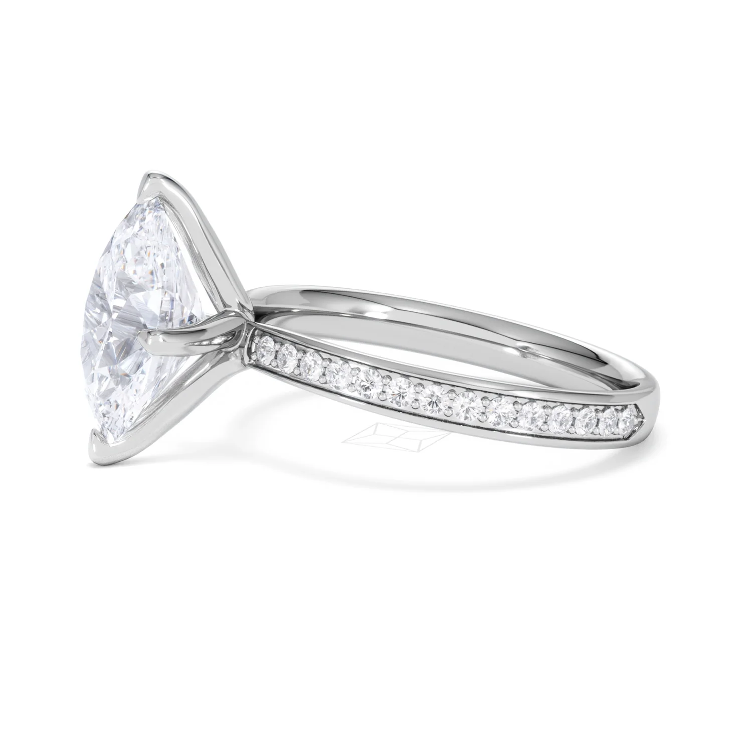 Origin Twist 3.00ct Oval Cut Lab Diamond Solitaire Engagement Ring with Side Stones in 18K White Gold - Image 71