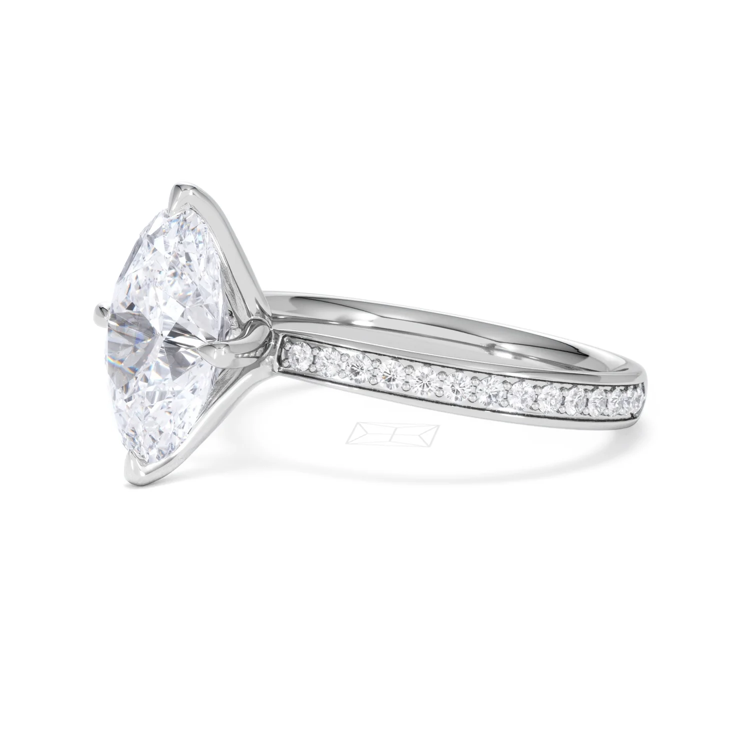 Origin Twist 3.00ct Oval Cut Lab Diamond Solitaire Engagement Ring with Side Stones in 18K White Gold - Image 75