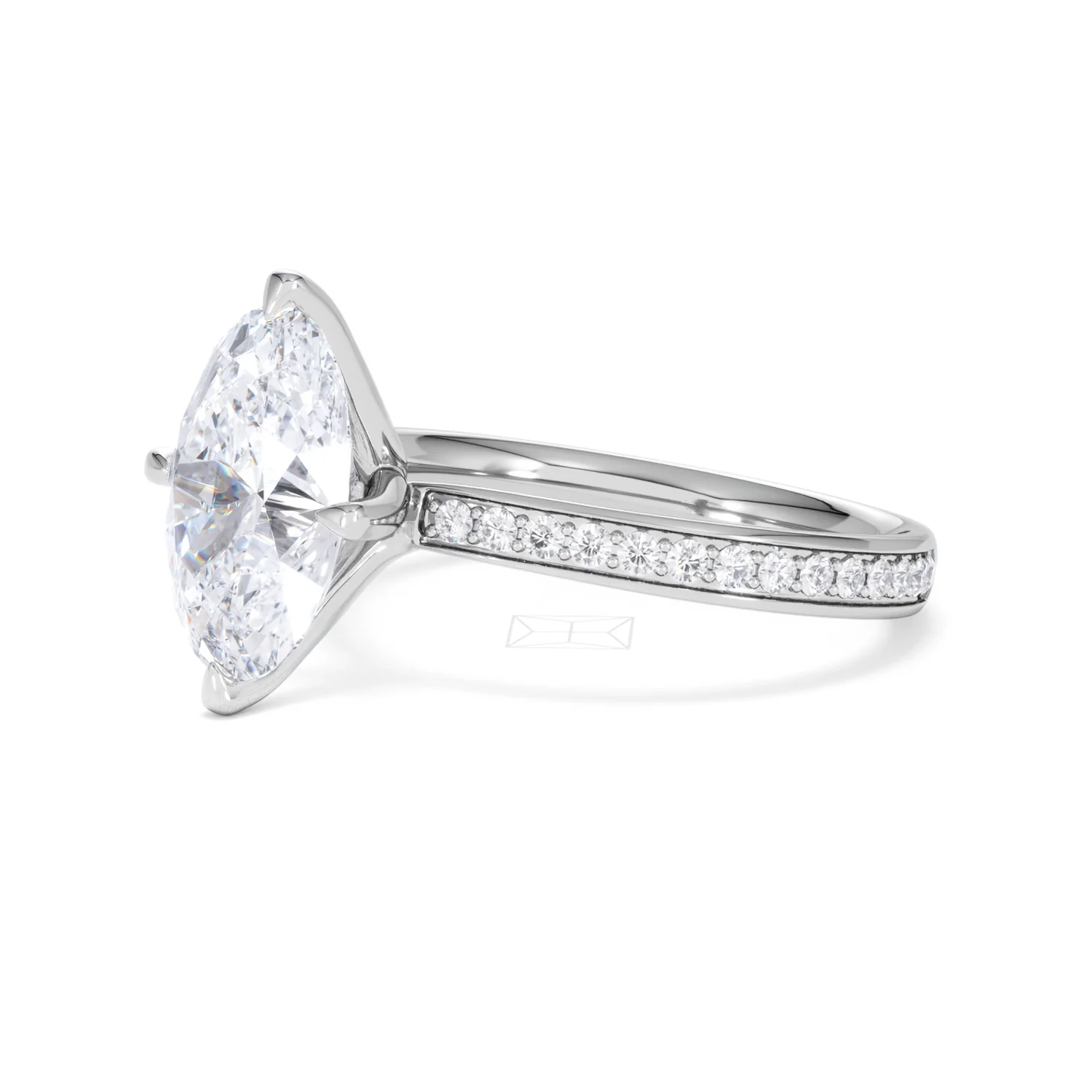 Origin Twist 3.00ct Oval Cut Lab Diamond Solitaire Engagement Ring with Side Stones in 18K White Gold - Image 76
