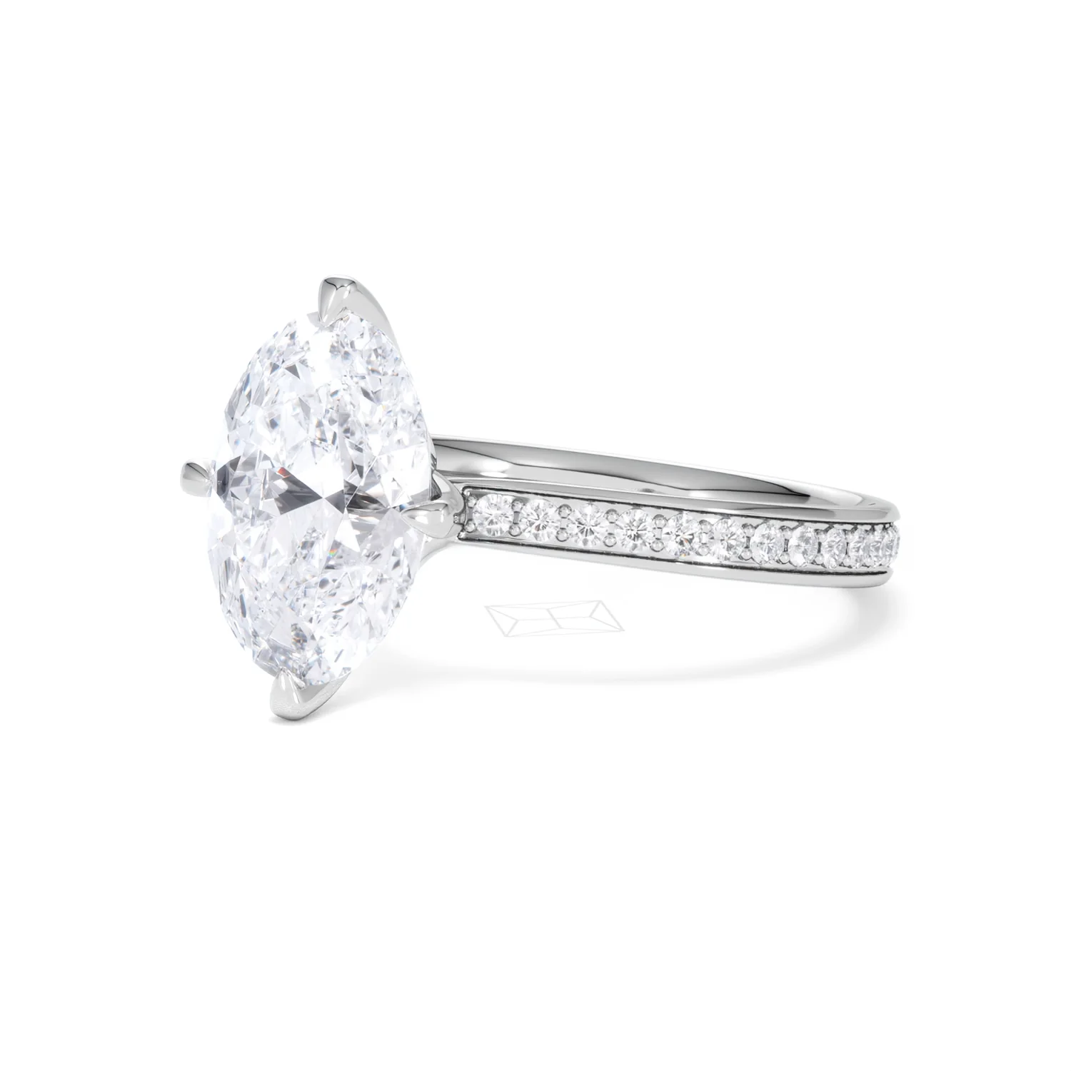 Origin Twist 3.00ct Oval Cut Lab Diamond Solitaire Engagement Ring with Side Stones in 18K White Gold - Image 79