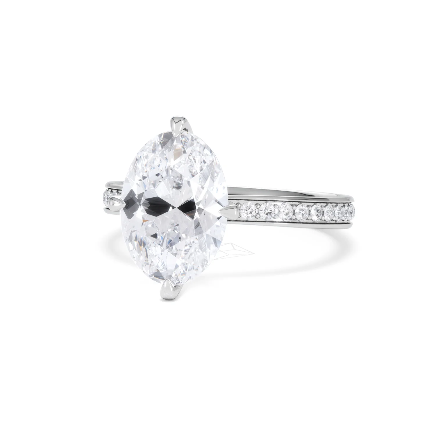Origin Twist 3.00ct Oval Cut Lab Diamond Solitaire Engagement Ring with Side Stones in 18K White Gold - Image 83