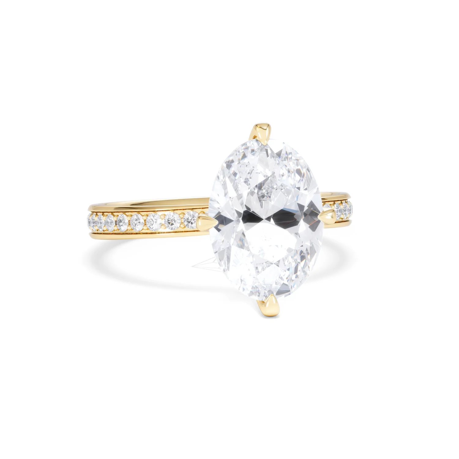 Origin Twist 3.00ct Oval Cut Lab Diamond Solitaire Engagement Ring with Side Stones in 18K Yellow Gold - Image 10