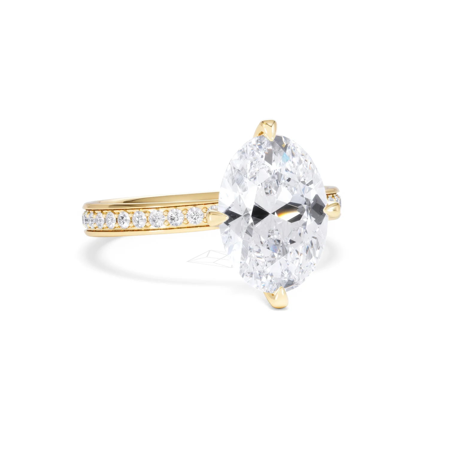 Origin Twist 3.00ct Oval Cut Lab Diamond Solitaire Engagement Ring with Side Stones in 18K Yellow Gold - Image 11