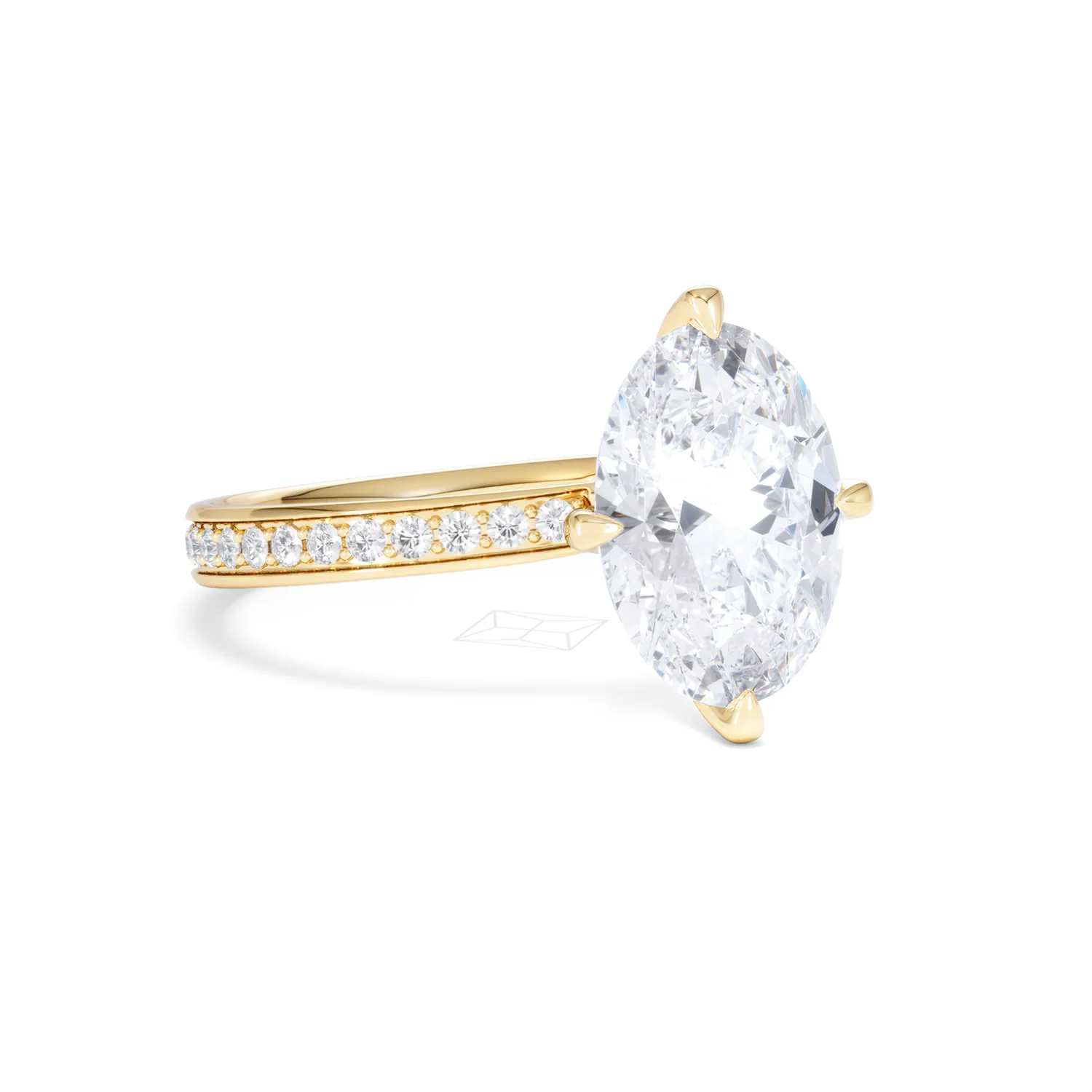 Origin Twist 3.00ct Oval Cut Lab Diamond Solitaire Engagement Ring with Side Stones in 18K Yellow Gold - Image 13