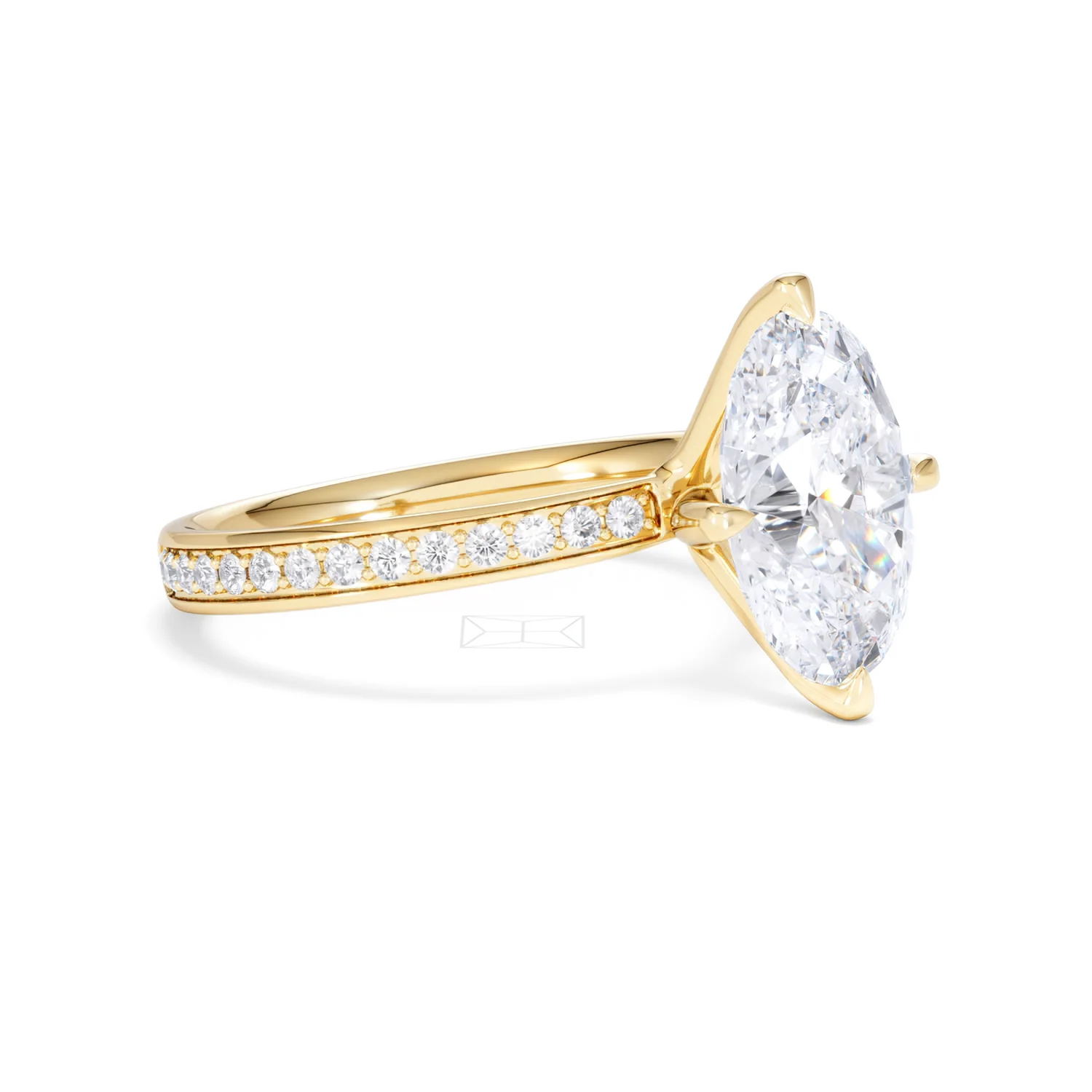 Origin Twist 3.00ct Oval Cut Lab Diamond Solitaire Engagement Ring with Side Stones in 18K Yellow Gold - Image 17