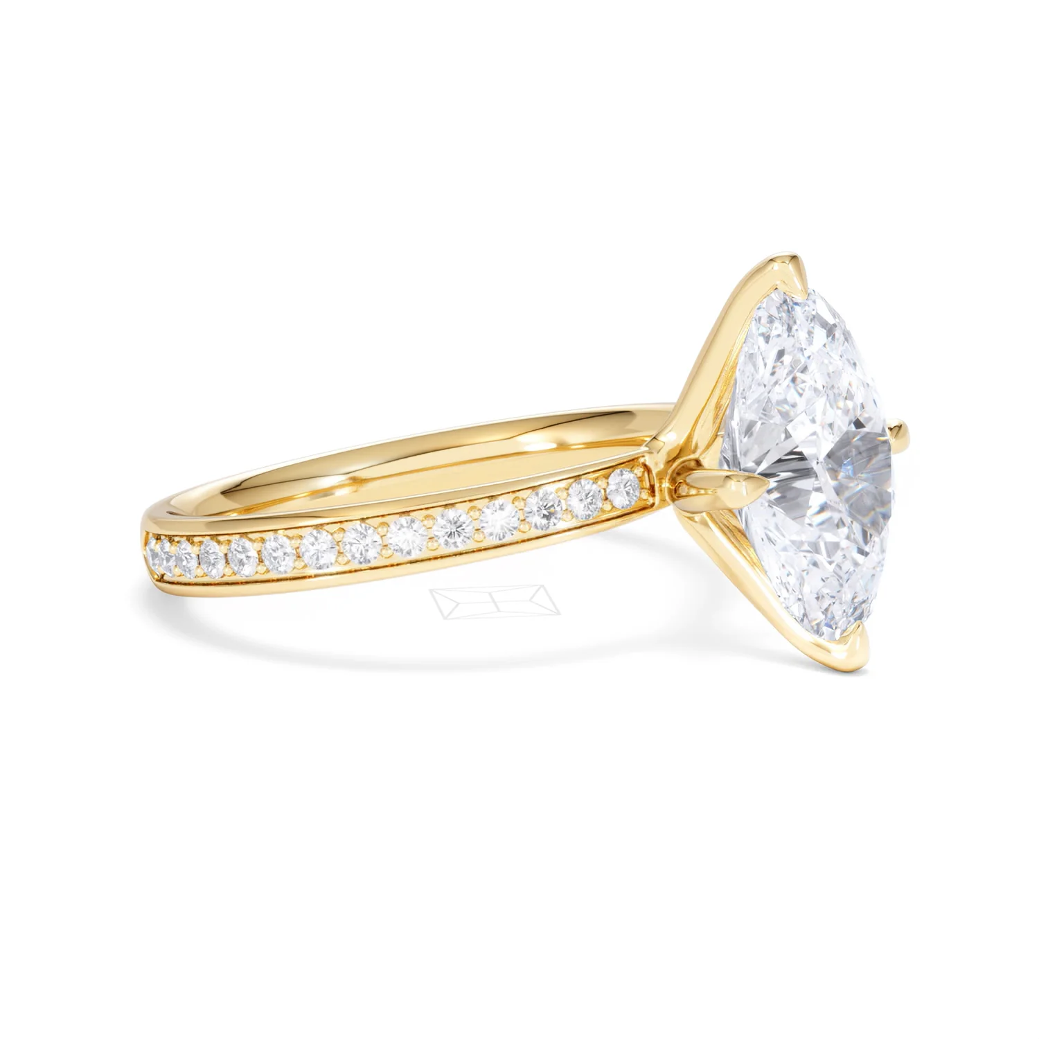 Origin Twist 3.00ct Oval Cut Lab Diamond Solitaire Engagement Ring with Side Stones in 18K Yellow Gold - Image 19
