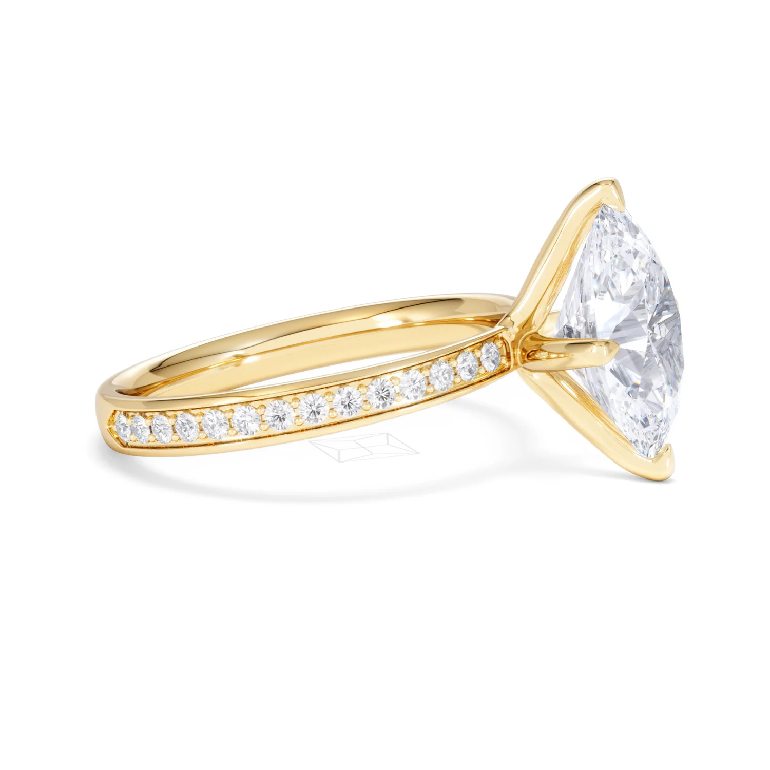 Origin Twist 3.00ct Oval Cut Lab Diamond Solitaire Engagement Ring with Side Stones in 18K Yellow Gold - Image 22