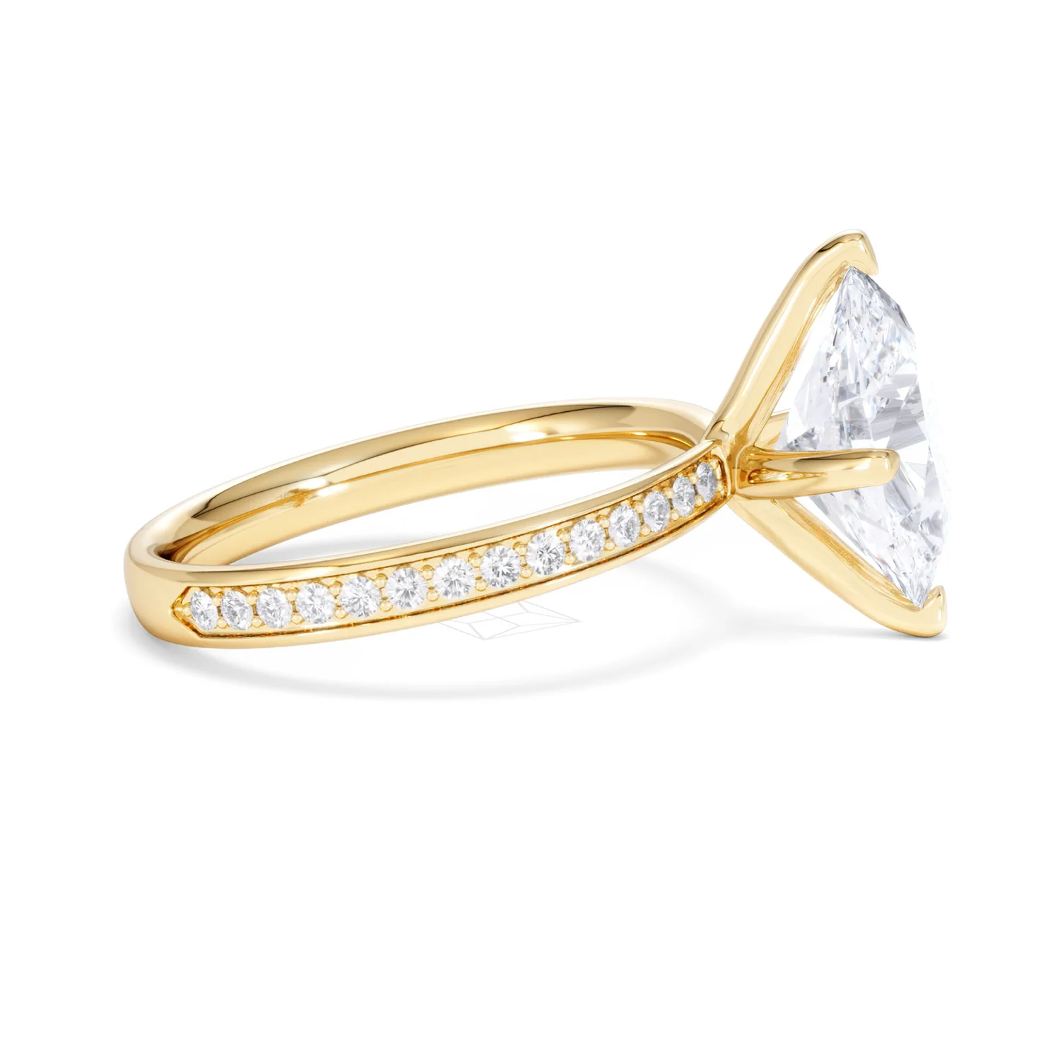 Origin Twist 3.00ct Oval Cut Lab Diamond Solitaire Engagement Ring with Side Stones in 18K Yellow Gold - Image 25