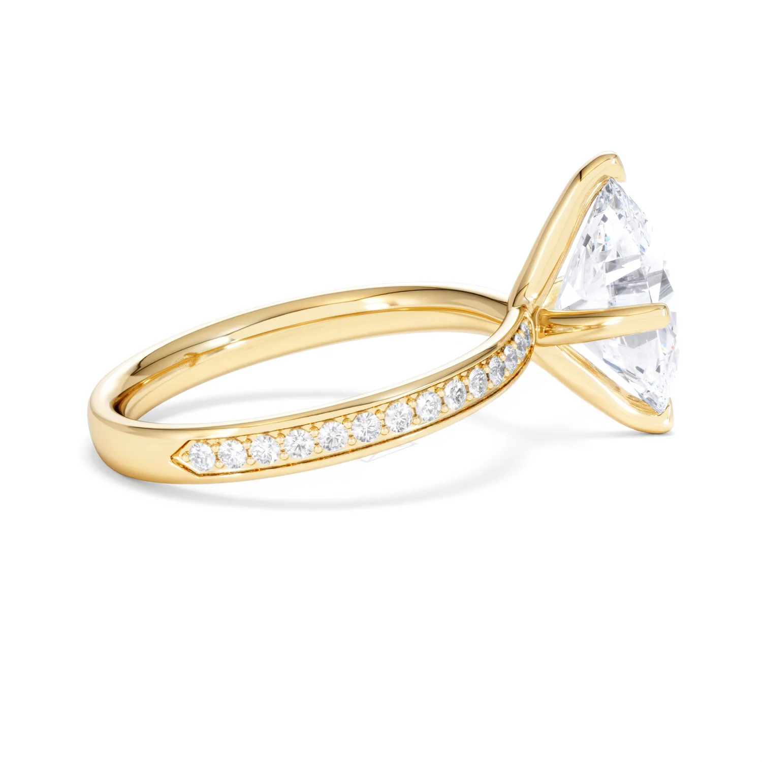 Origin Twist 3.00ct Oval Cut Lab Diamond Solitaire Engagement Ring with Side Stones in 18K Yellow Gold - Image 29