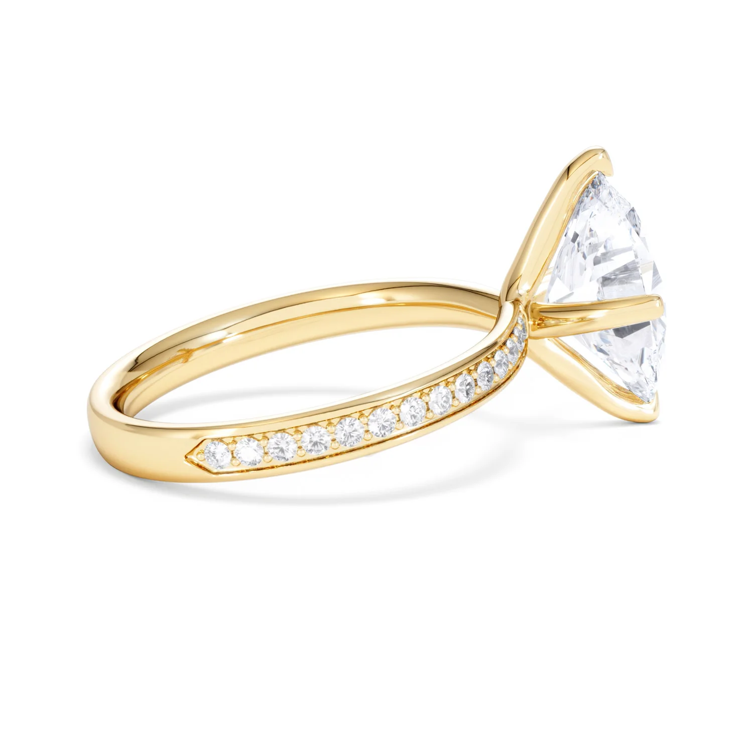 Origin Twist 3.00ct Oval Cut Lab Diamond Solitaire Engagement Ring with Side Stones in 18K Yellow Gold - Image 30