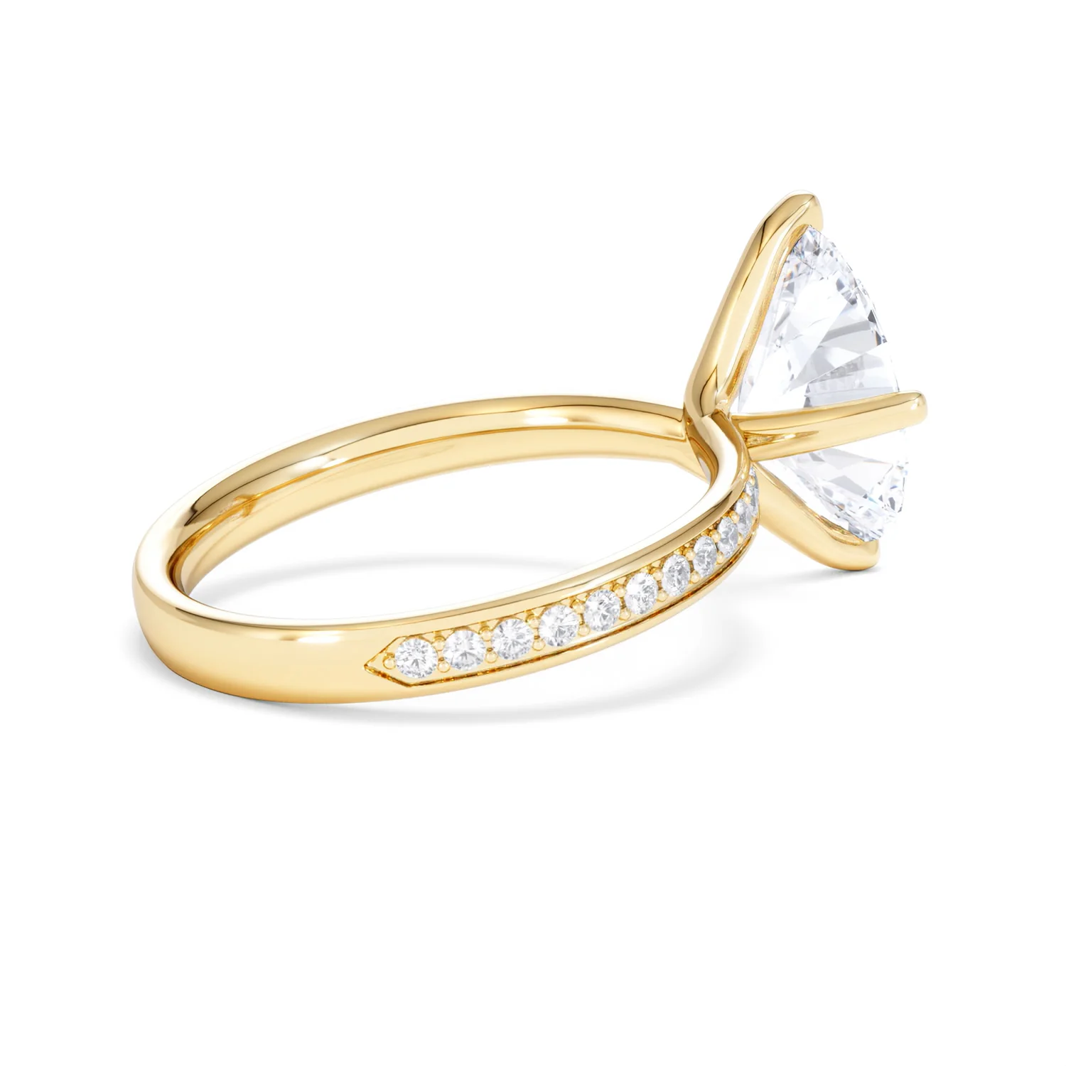 Origin Twist 3.00ct Oval Cut Lab Diamond Solitaire Engagement Ring with Side Stones in 18K Yellow Gold - Image 34