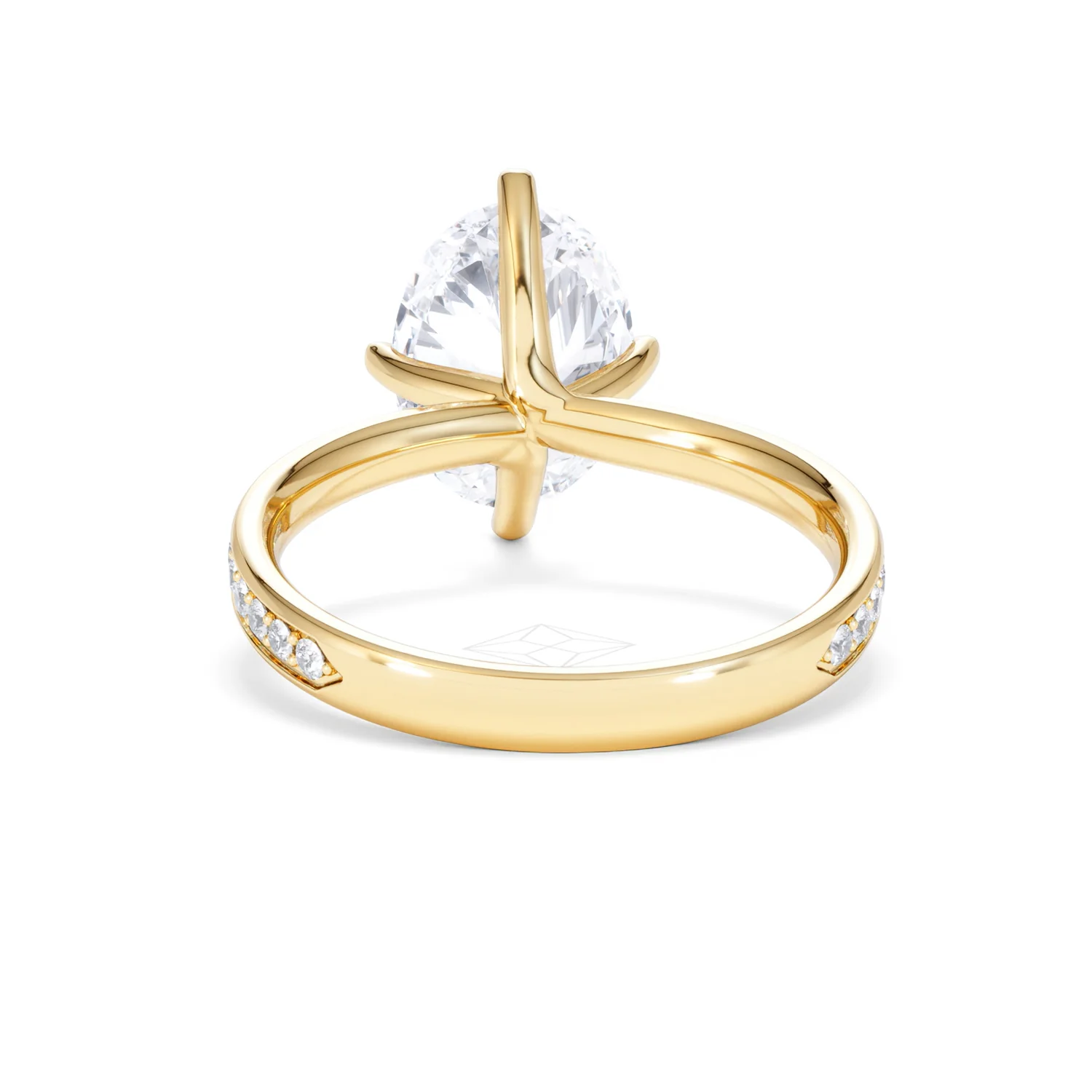 Origin Twist 3.00ct Oval Cut Lab Diamond Solitaire Engagement Ring with Side Stones in 18K Yellow Gold - Image 48