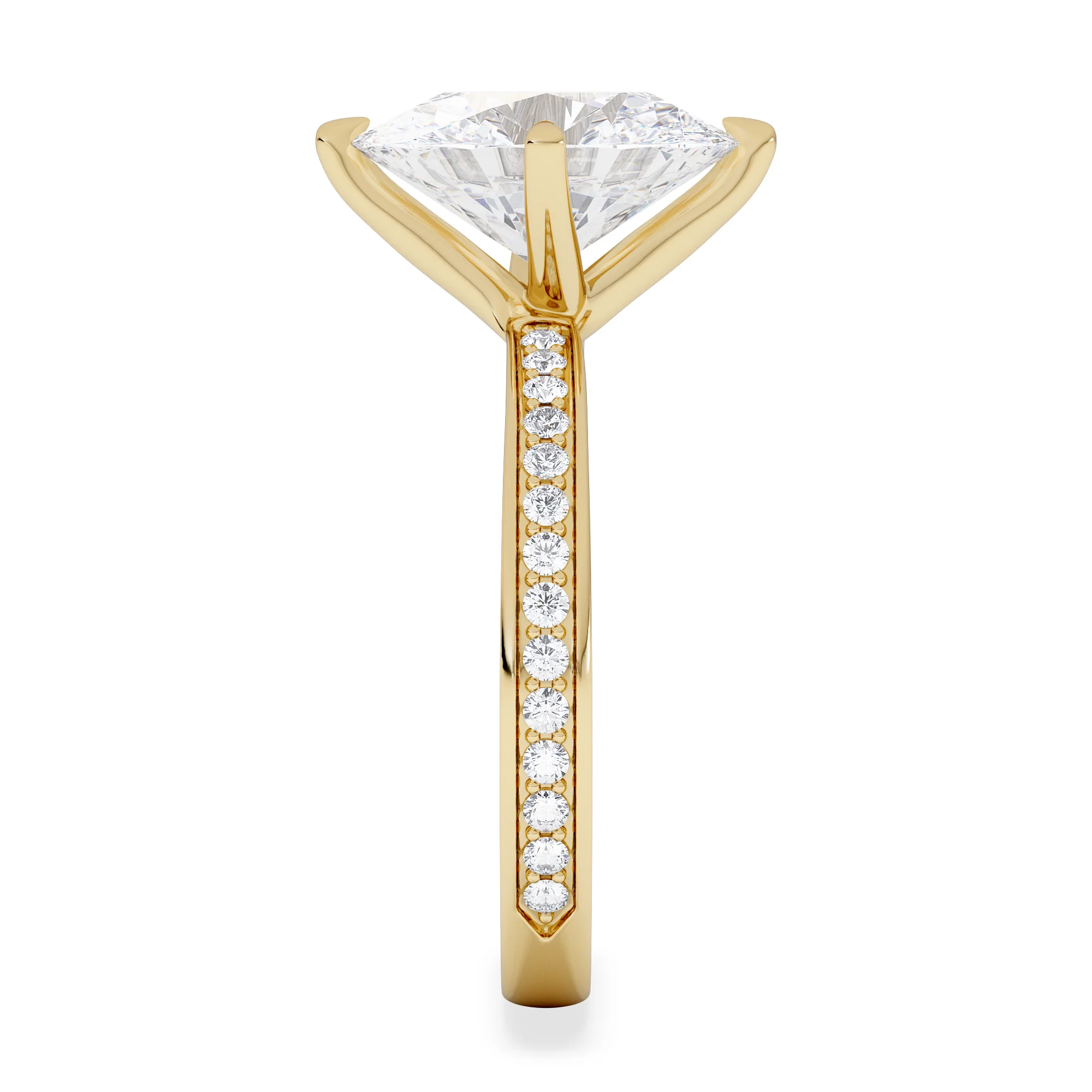 Origin Twist 3.00ct Oval Cut Lab Diamond Solitaire Engagement Ring with Side Stones in 18K Yellow Gold - Image 5