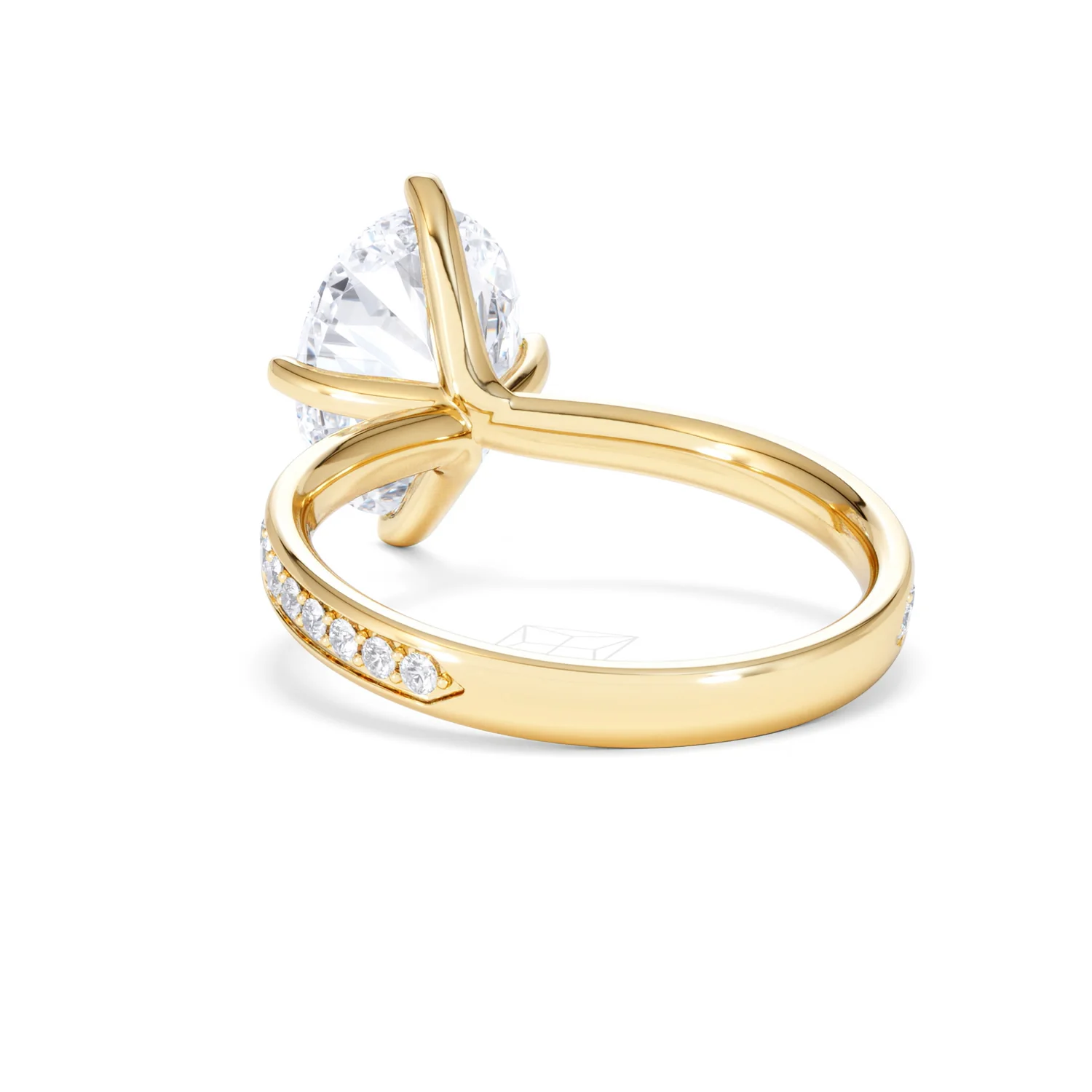 Origin Twist 3.00ct Oval Cut Lab Diamond Solitaire Engagement Ring with Side Stones in 18K Yellow Gold - Image 52