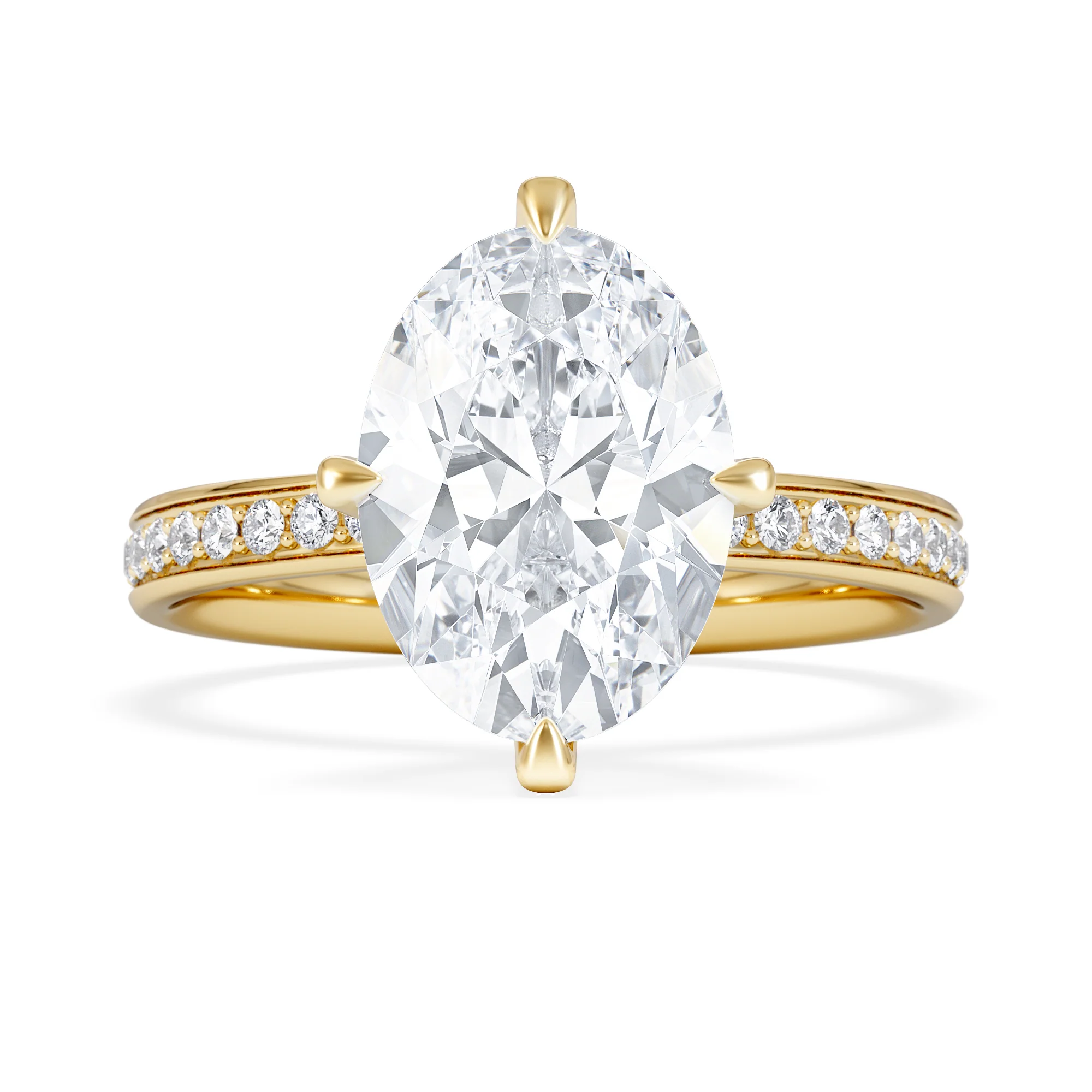 Origin Twist 3.00ct Oval Cut Lab Diamond Solitaire Engagement Ring with Side Stones in 18K Yellow Gold - Image 6