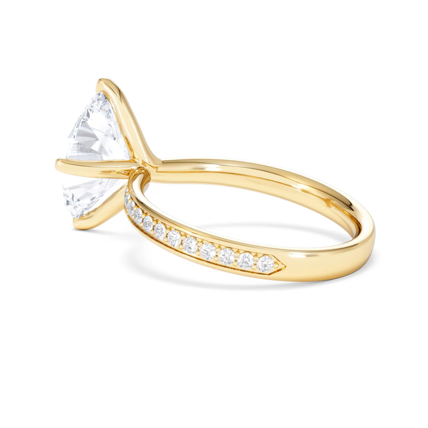 Origin Twist 3.00ct Oval Cut Lab Diamond Solitaire Engagement Ring with Side Stones in 18K Yellow Gold - Image 60