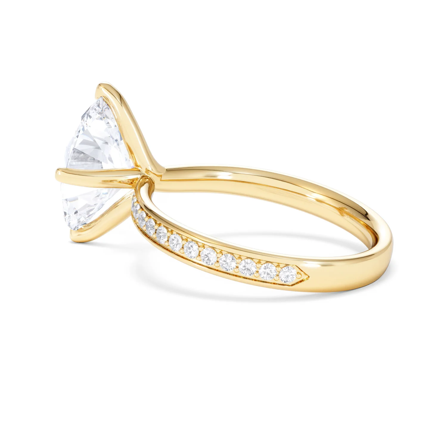 Origin Twist 3.00ct Oval Cut Lab Diamond Solitaire Engagement Ring with Side Stones in 18K Yellow Gold - Image 61
