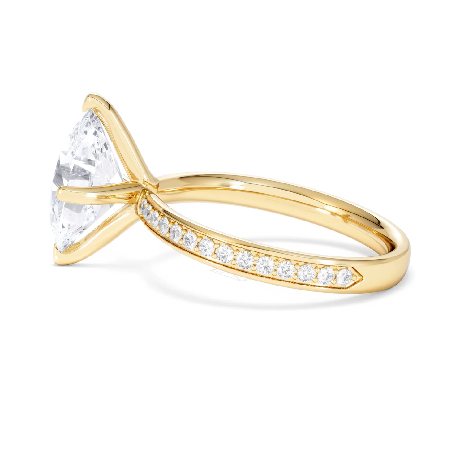 Origin Twist 3.00ct Oval Cut Lab Diamond Solitaire Engagement Ring with Side Stones in 18K Yellow Gold - Image 65