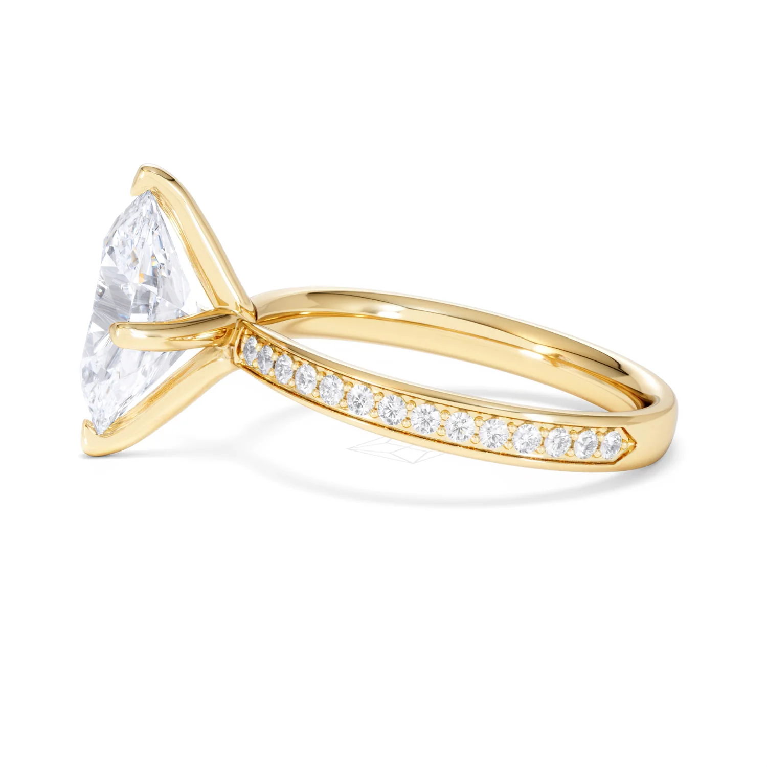 Origin Twist 3.00ct Oval Cut Lab Diamond Solitaire Engagement Ring with Side Stones in 18K Yellow Gold - Image 68