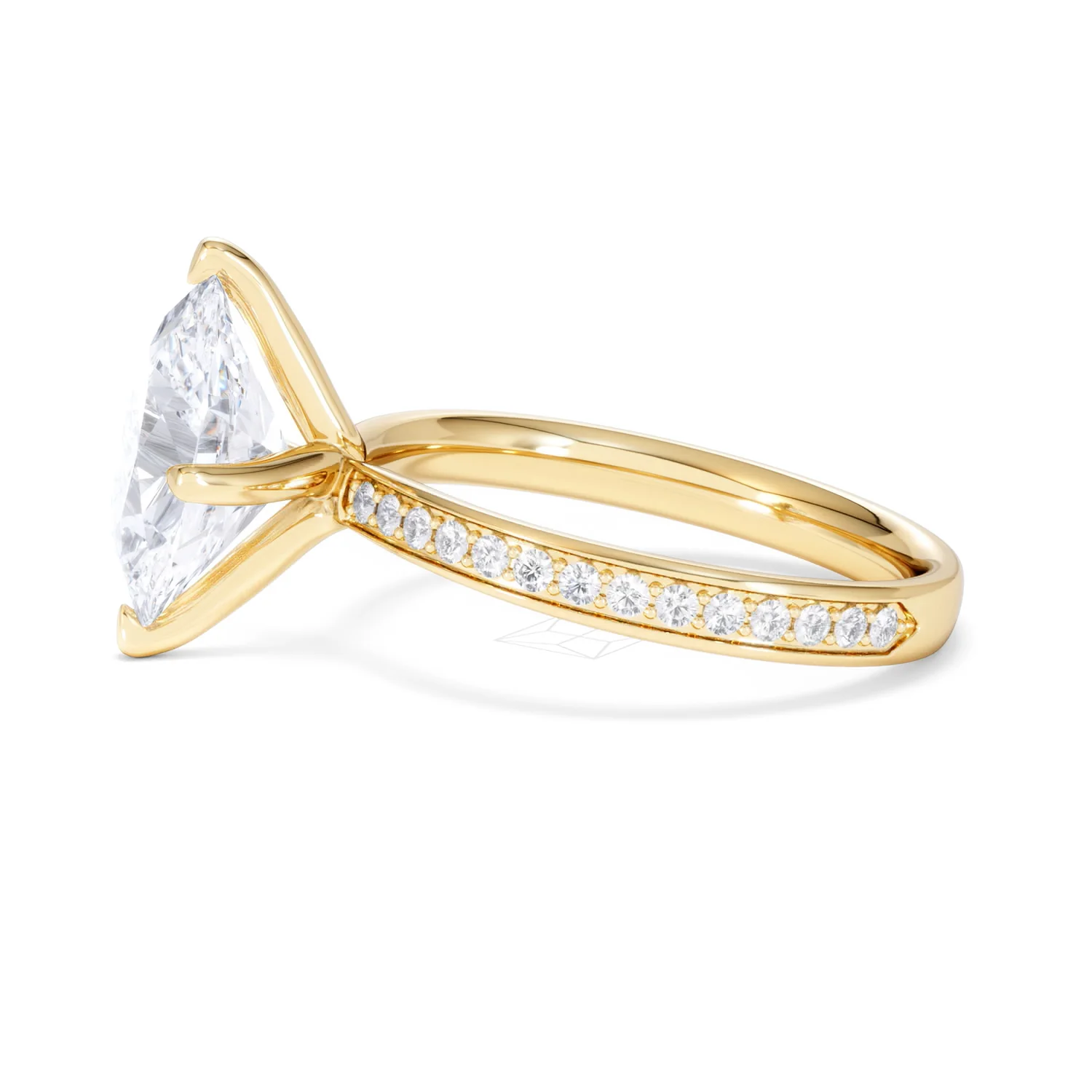 Origin Twist 3.00ct Oval Cut Lab Diamond Solitaire Engagement Ring with Side Stones in 18K Yellow Gold - Image 69