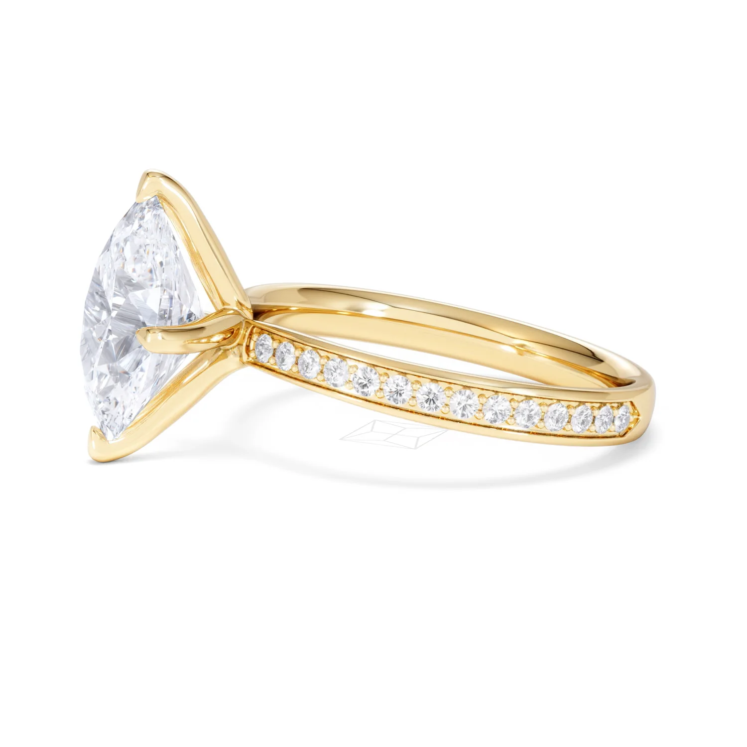 Origin Twist 3.00ct Oval Cut Lab Diamond Solitaire Engagement Ring with Side Stones in 18K Yellow Gold - Image 71