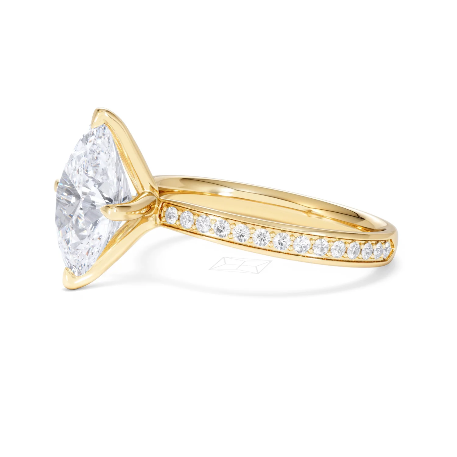Origin Twist 3.00ct Oval Cut Lab Diamond Solitaire Engagement Ring with Side Stones in 18K Yellow Gold - Image 73