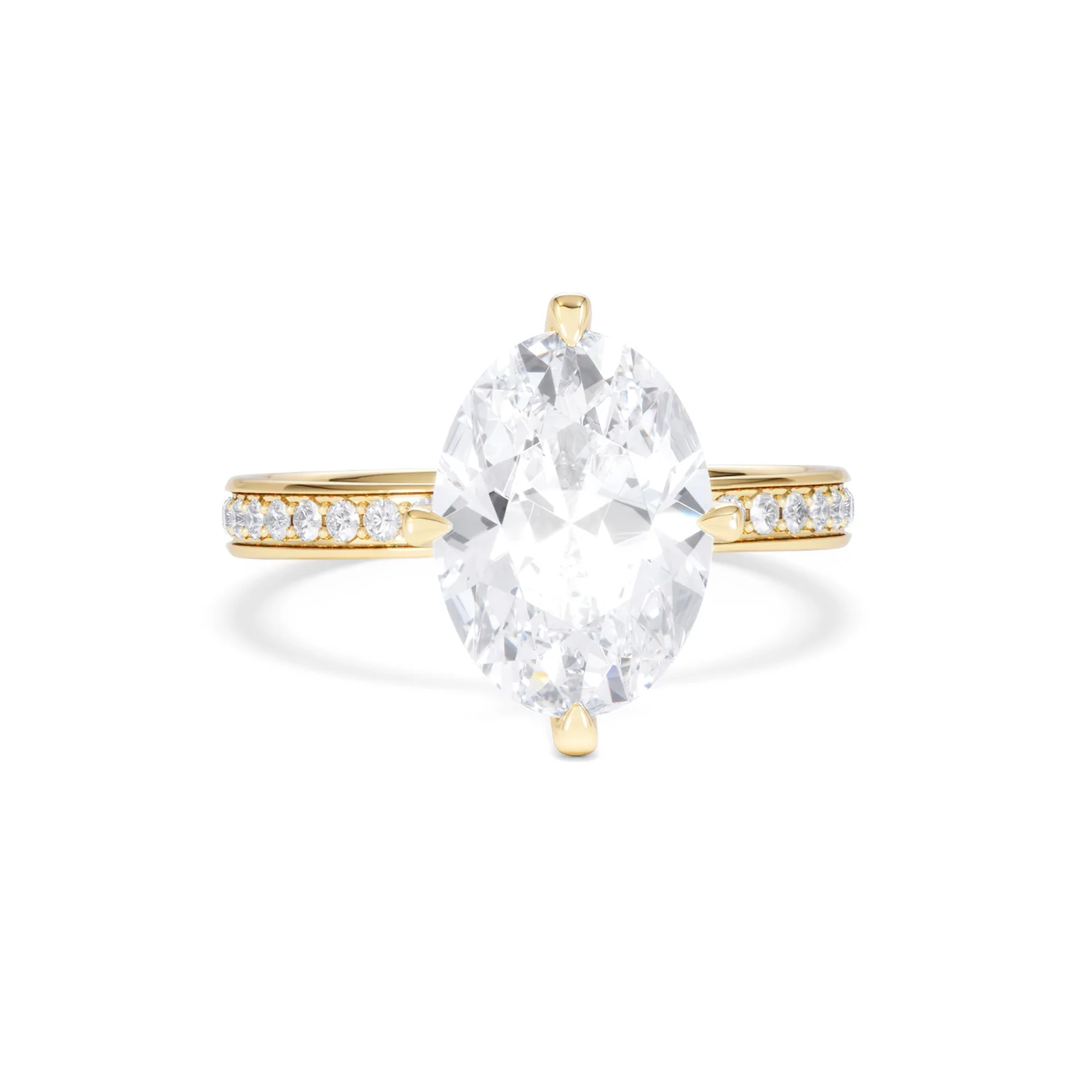 Origin Twist 3.00ct Oval Cut Lab Diamond Solitaire Engagement Ring with Side Stones in 18K Yellow Gold - Image 8