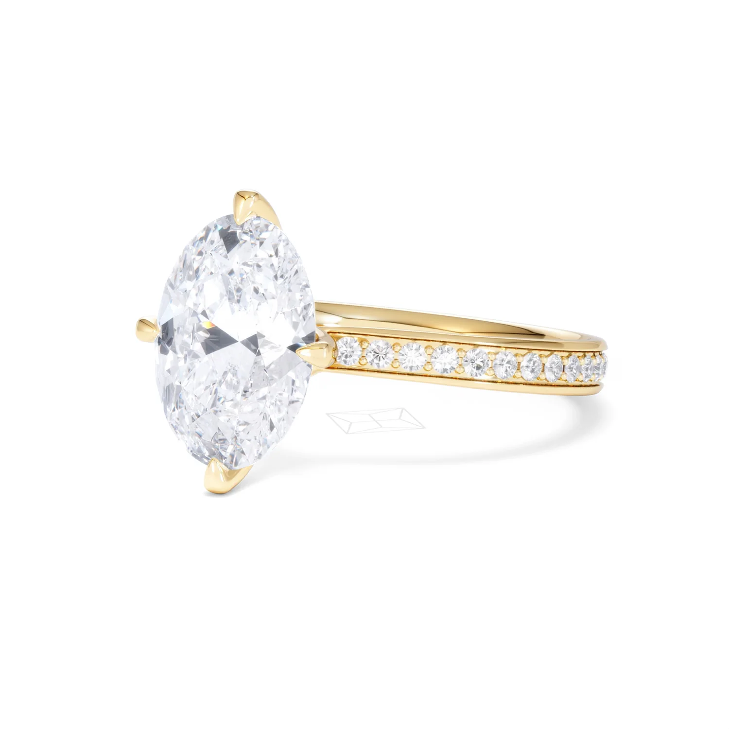 Origin Twist 3.00ct Oval Cut Lab Diamond Solitaire Engagement Ring with Side Stones in 18K Yellow Gold - Image 80