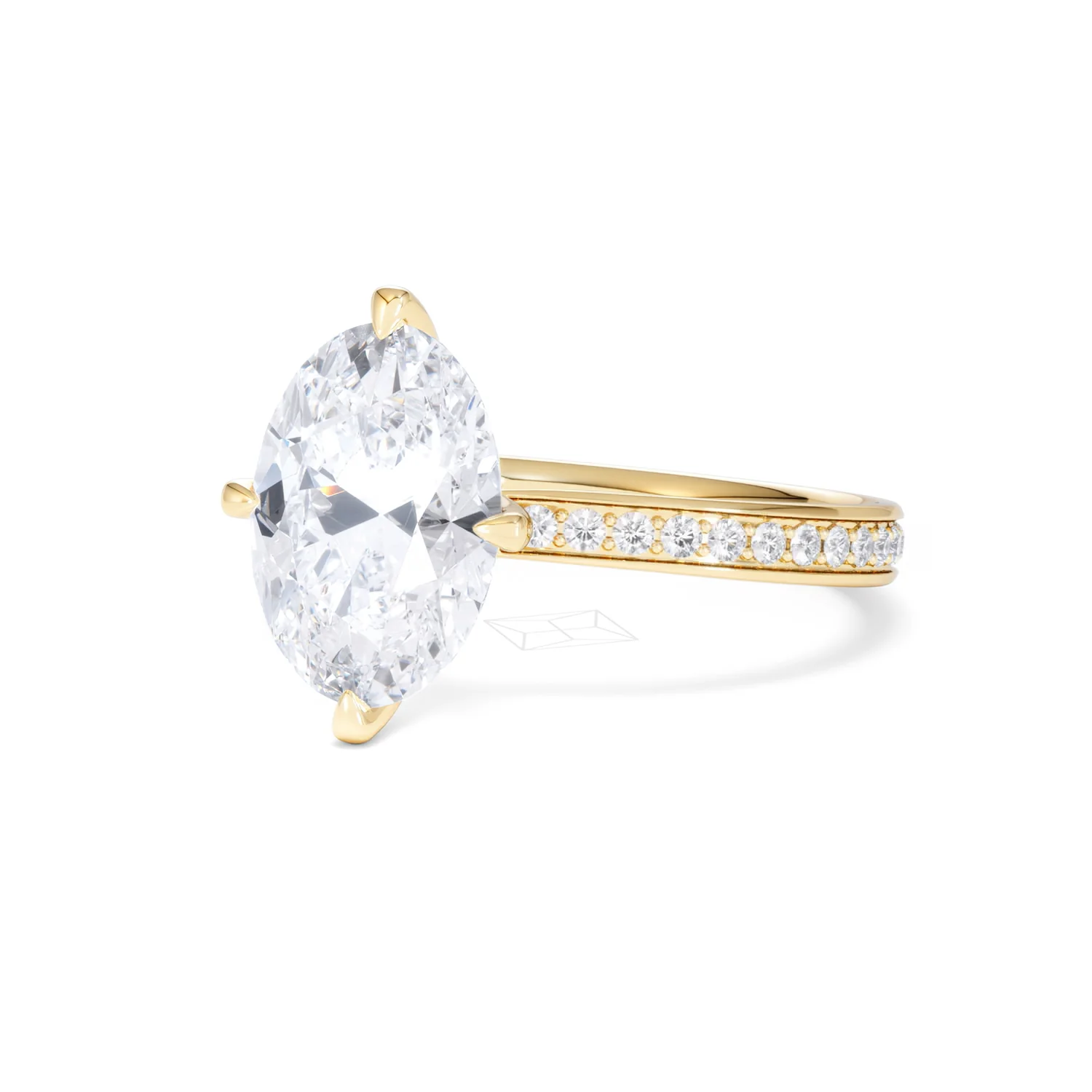Origin Twist 3.00ct Oval Cut Lab Diamond Solitaire Engagement Ring with Side Stones in 18K Yellow Gold - Image 81