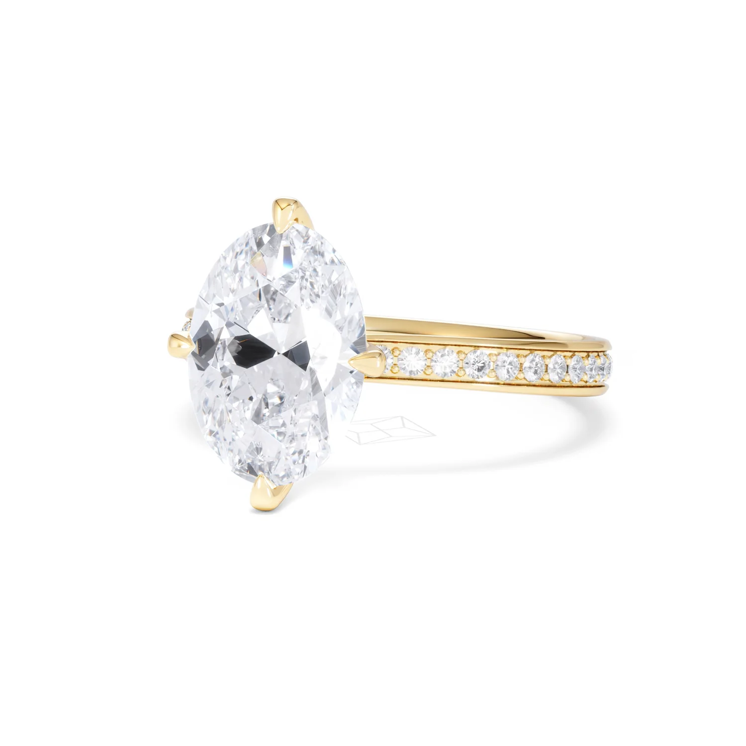 Origin Twist 3.00ct Oval Cut Lab Diamond Solitaire Engagement Ring with Side Stones in 18K Yellow Gold - Image 82