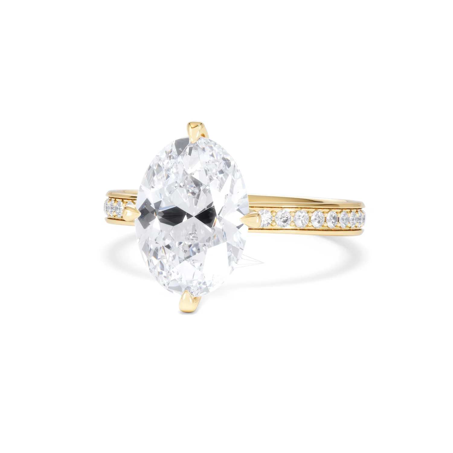 Origin Twist 3.00ct Oval Cut Lab Diamond Solitaire Engagement Ring with Side Stones in 18K Yellow Gold - Image 84