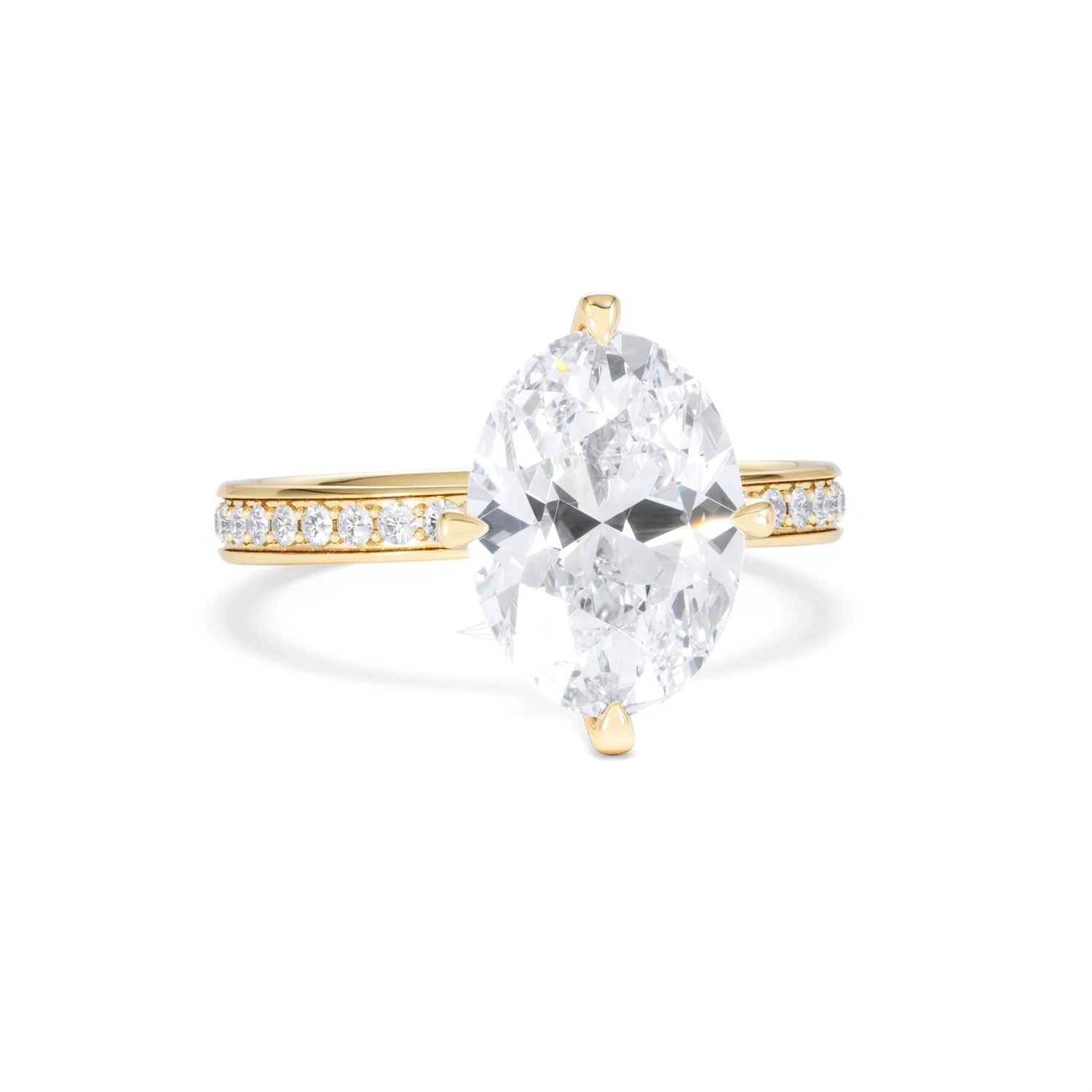 Origin Twist 3.00ct Oval Cut Lab Diamond Solitaire Engagement Ring with Side Stones in 18K Yellow Gold - Image 9
