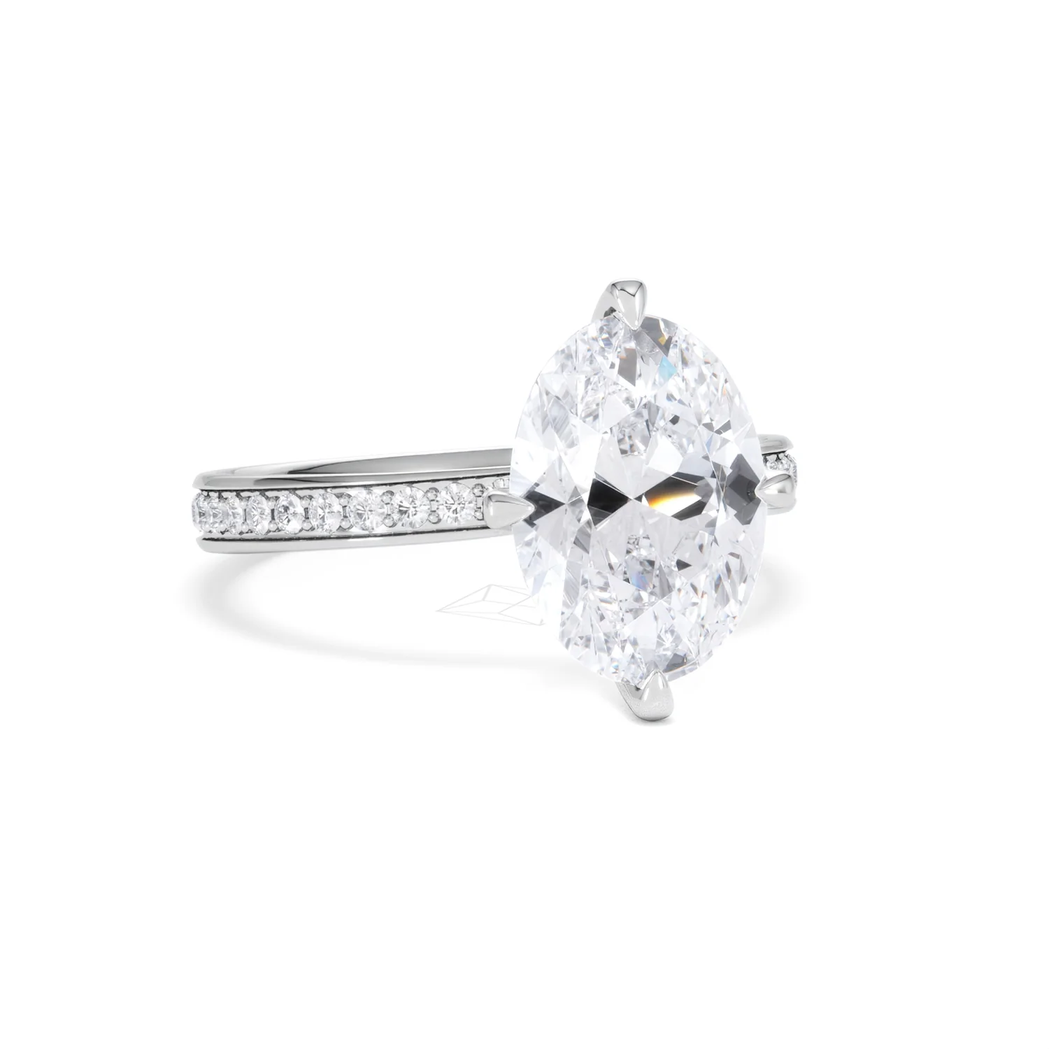 Origin Twist 3.00ct Oval Cut Lab Diamond Solitaire Engagement Ring with Side Stones in Platinum - Image 11