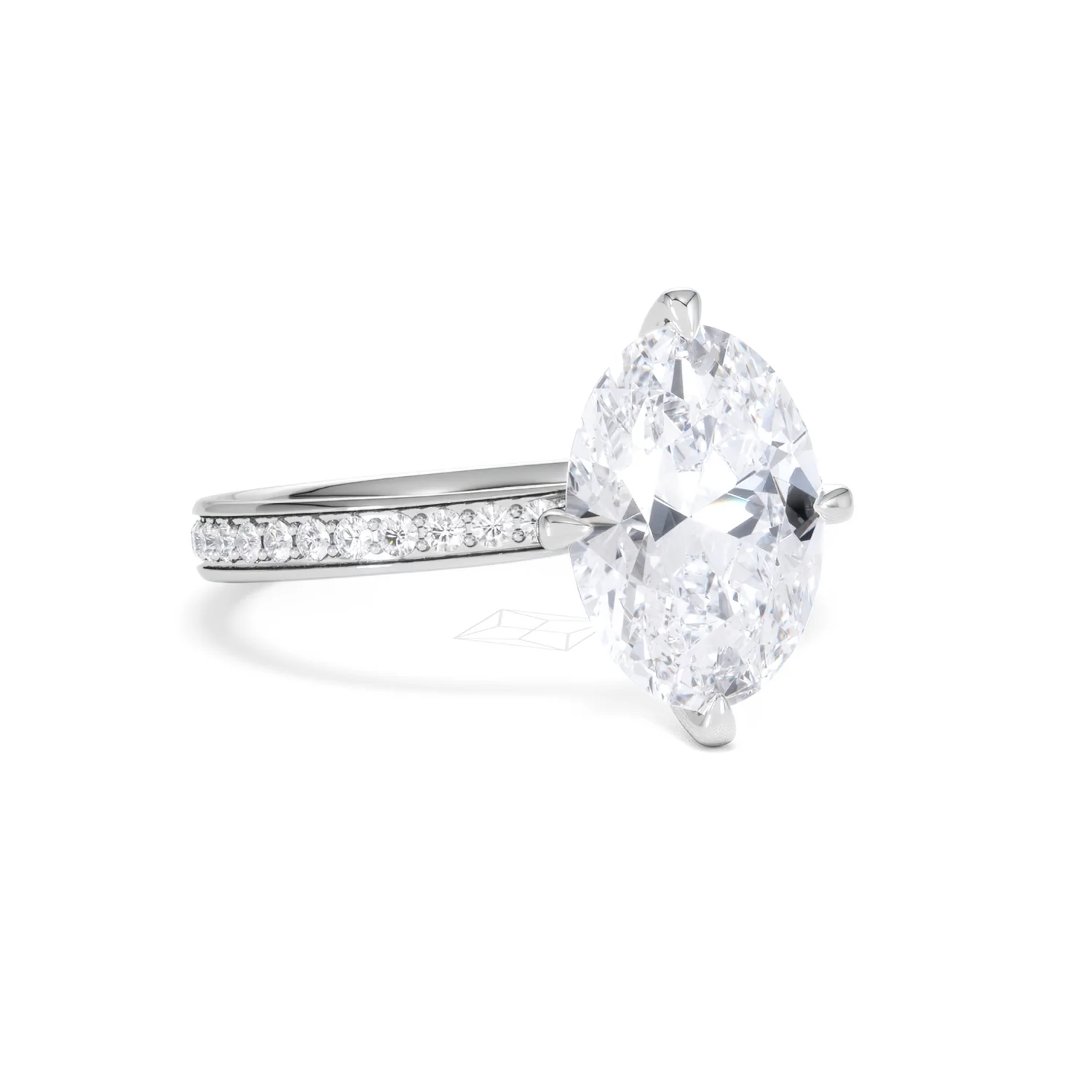 Origin Twist 3.00ct Oval Cut Lab Diamond Solitaire Engagement Ring with Side Stones in Platinum - Image 12