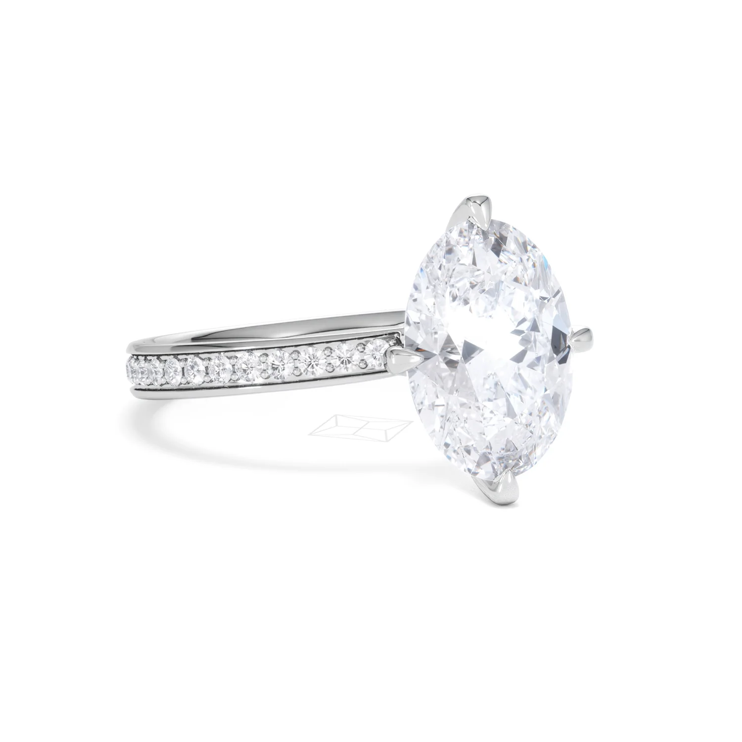 Origin Twist 3.00ct Oval Cut Lab Diamond Solitaire Engagement Ring with Side Stones in Platinum - Image 13