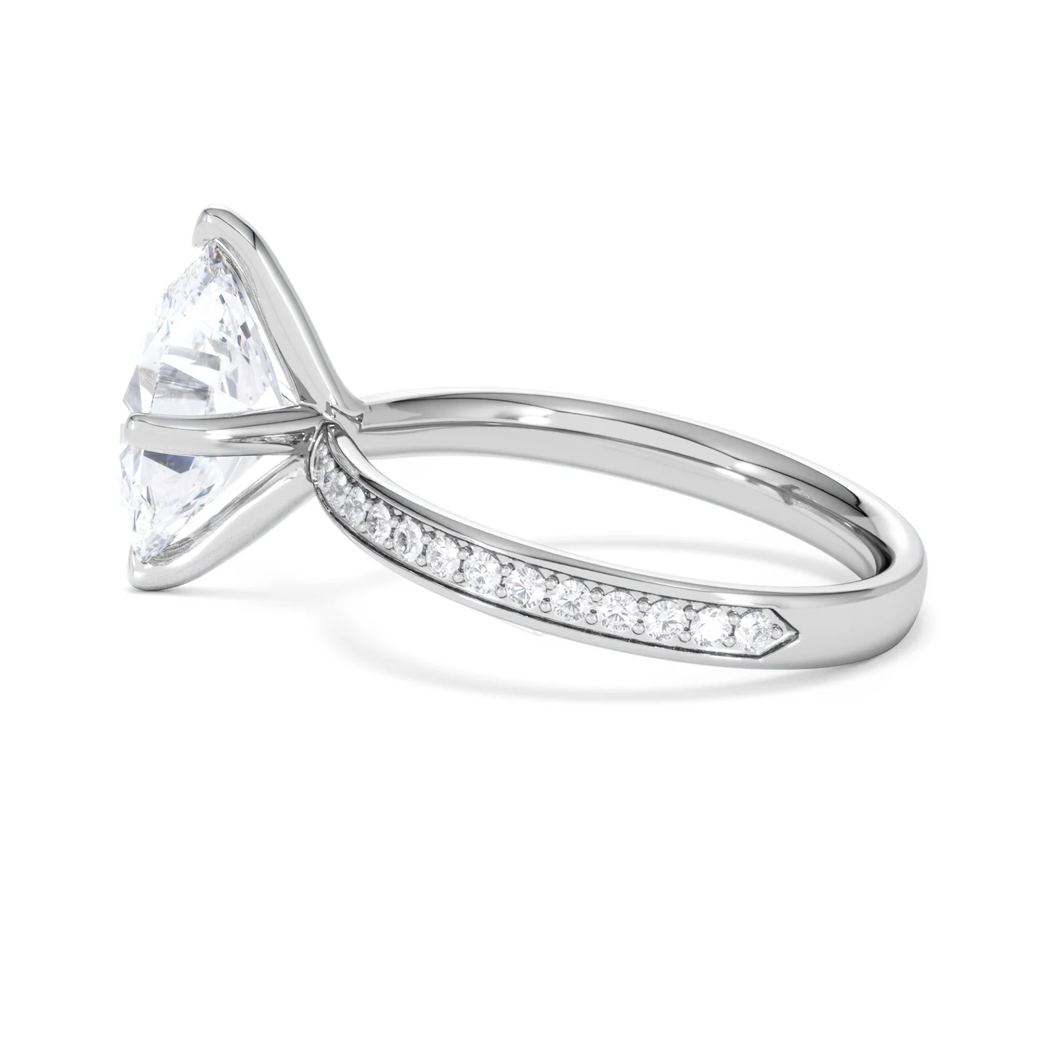 Origin Twist 3.00ct Oval Cut Lab Diamond Solitaire Engagement Ring with Side Stones in Platinum - Image 64