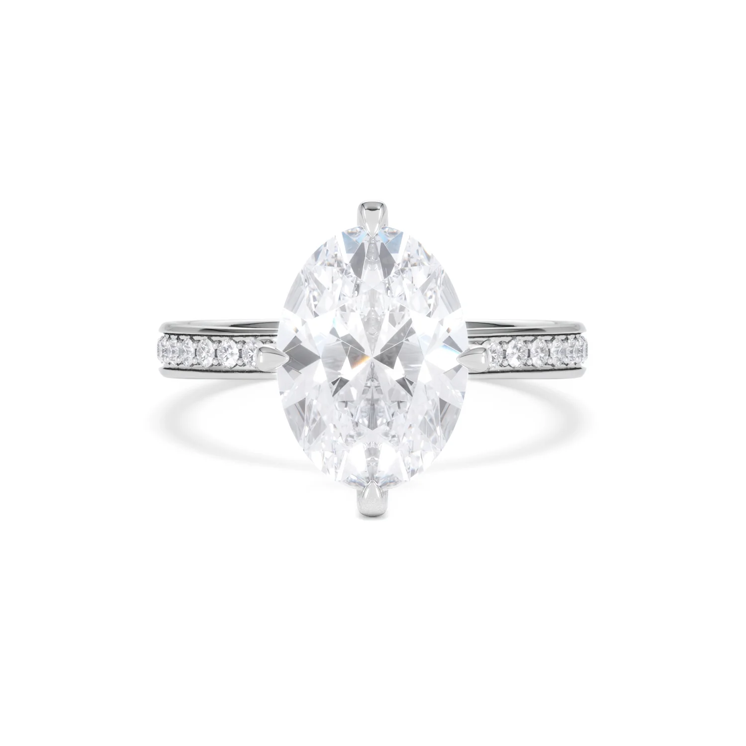 Origin Twist 3.00ct Oval Cut Lab Diamond Solitaire Engagement Ring with Side Stones in Platinum - Image 7