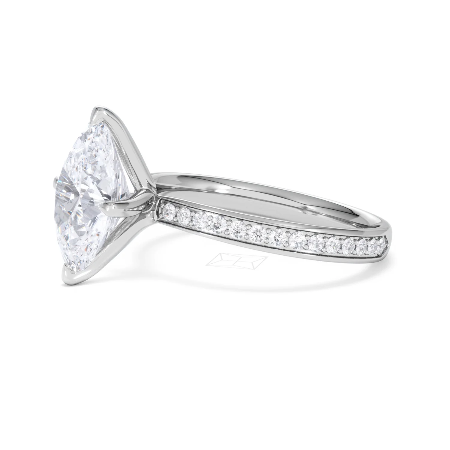 Origin Twist 3.00ct Oval Cut Lab Diamond Solitaire Engagement Ring with Side Stones in Platinum - Image 73