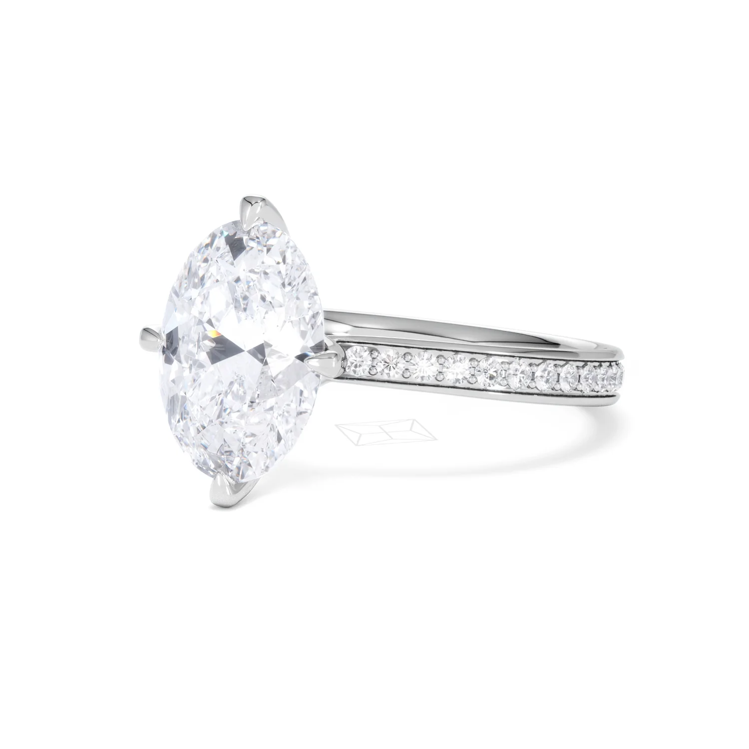 Origin Twist 3.00ct Oval Cut Lab Diamond Solitaire Engagement Ring with Side Stones in Platinum - Image 80