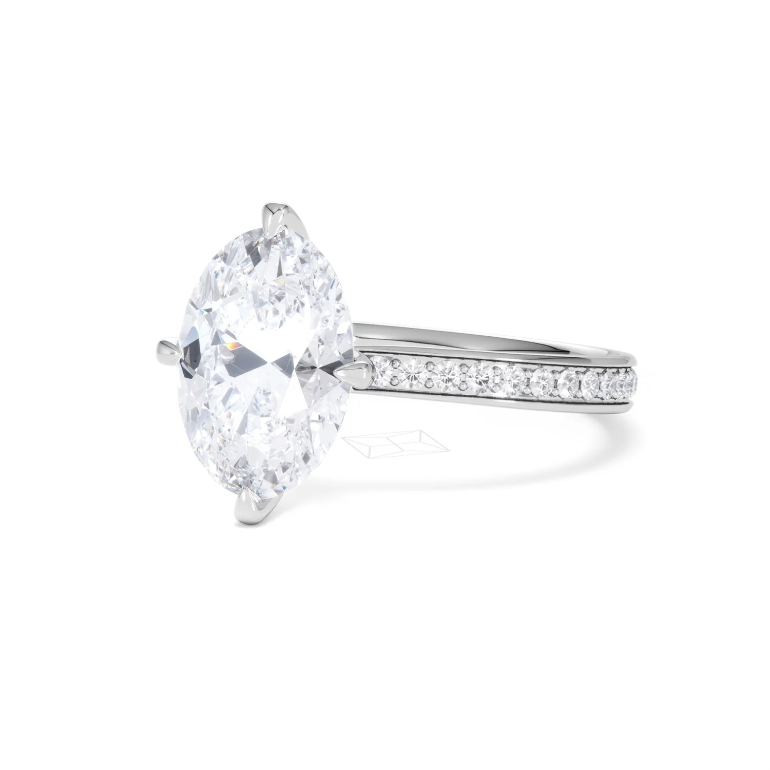 Origin Twist 3.00ct Oval Cut Lab Diamond Solitaire Engagement Ring with Side Stones in Platinum - Image 81