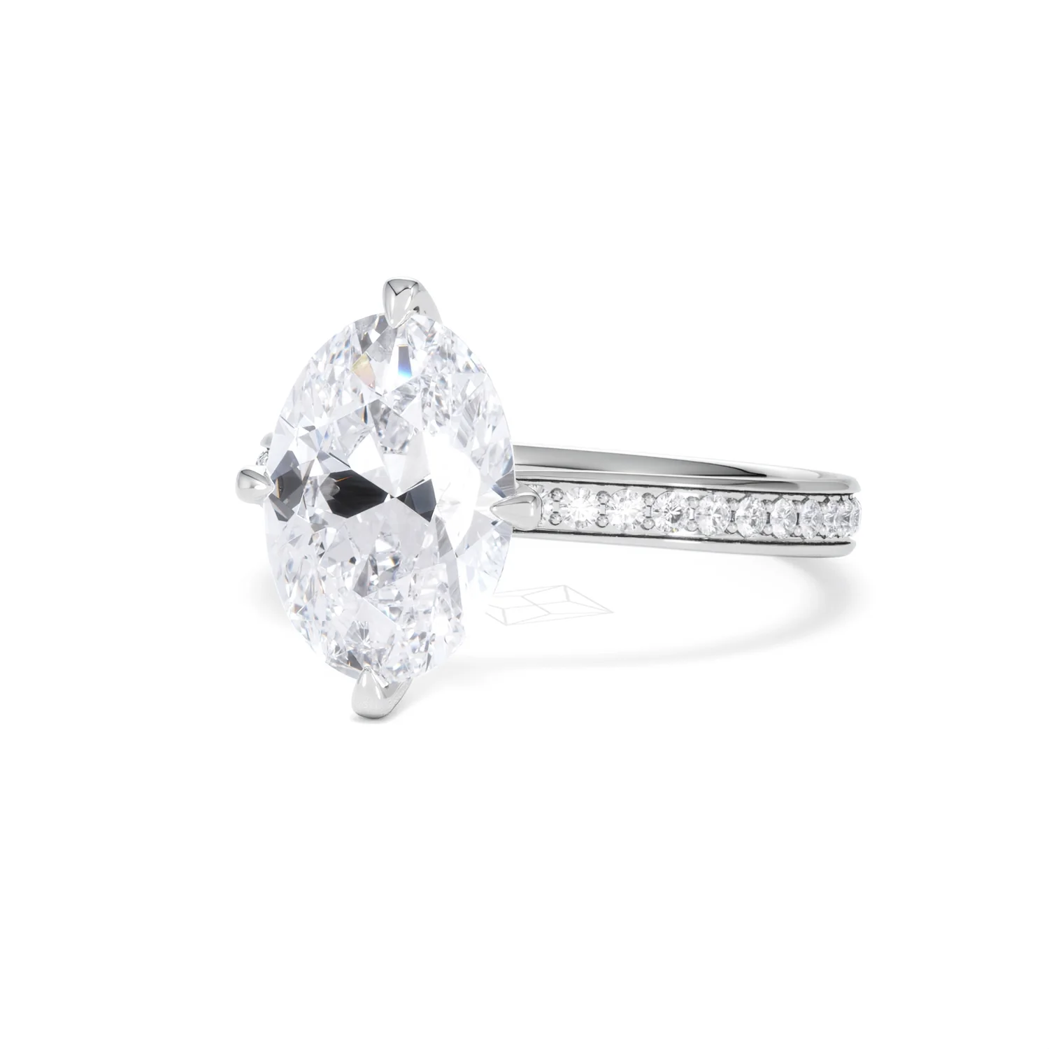 Origin Twist 3.00ct Oval Cut Lab Diamond Solitaire Engagement Ring with Side Stones in Platinum - Image 82