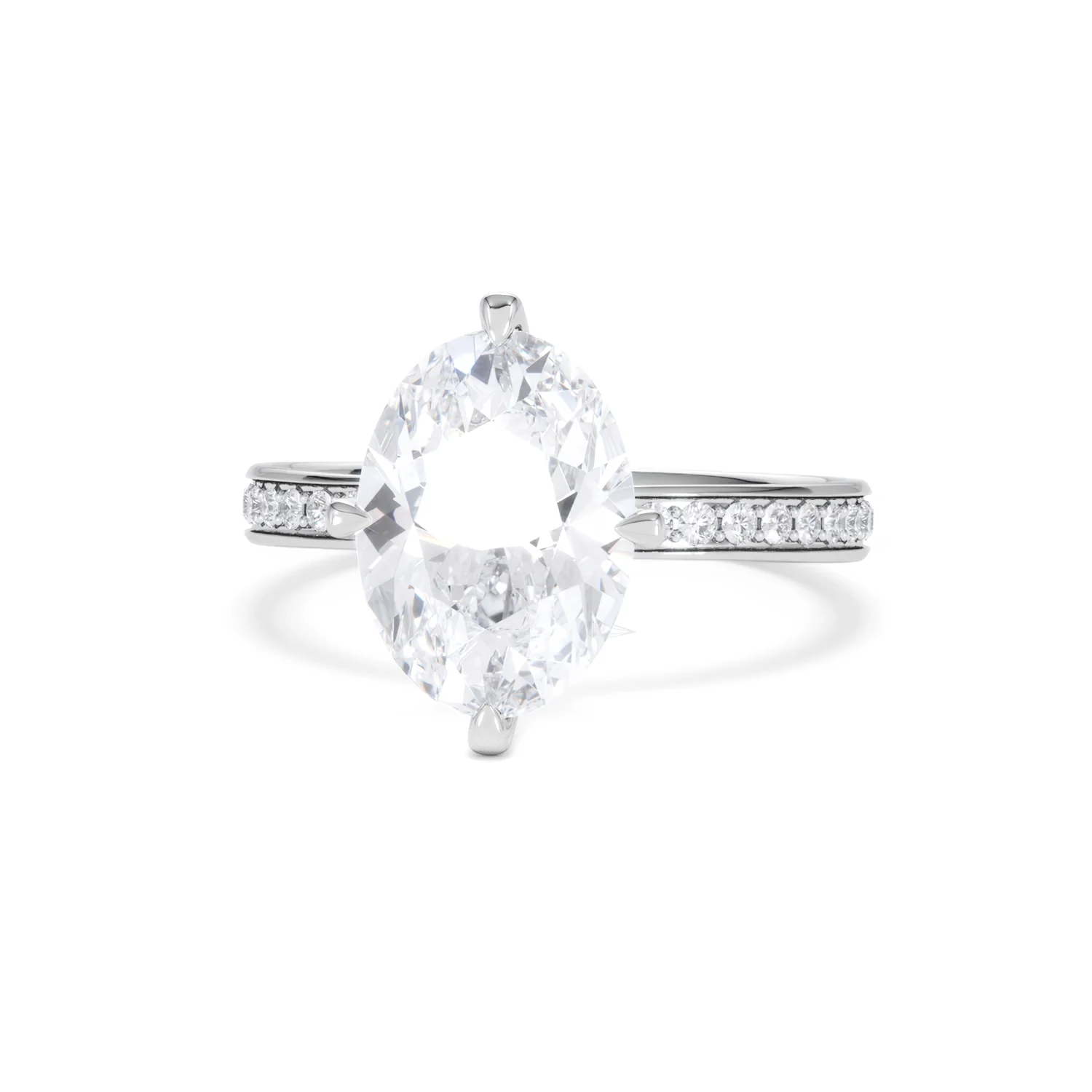 Origin Twist 3.00ct Oval Cut Lab Diamond Solitaire Engagement Ring with Side Stones in Platinum - Image 85
