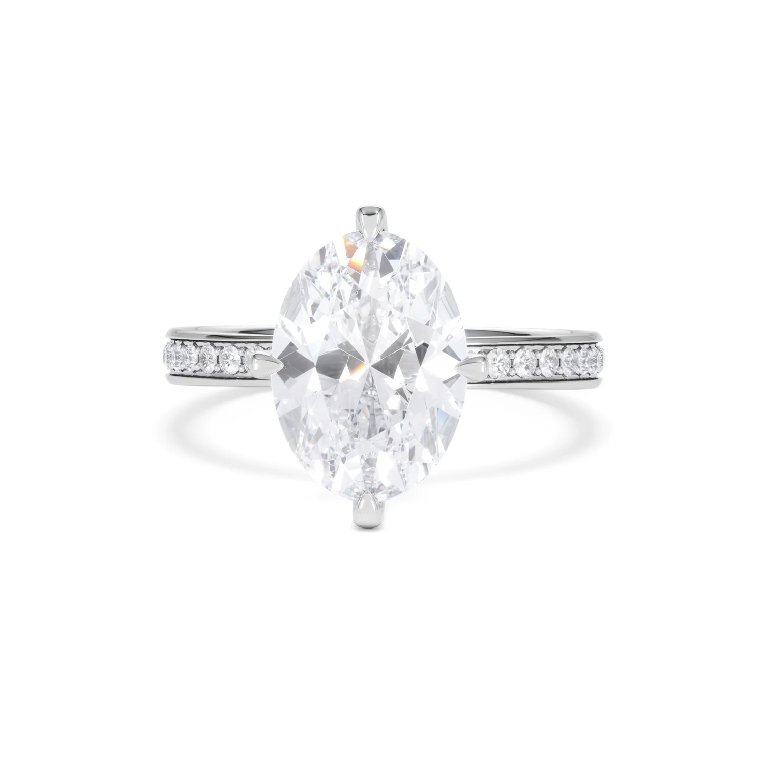 Origin Twist 3.00ct Oval Cut Lab Diamond Solitaire Engagement Ring with Side Stones in Platinum - Image 86
