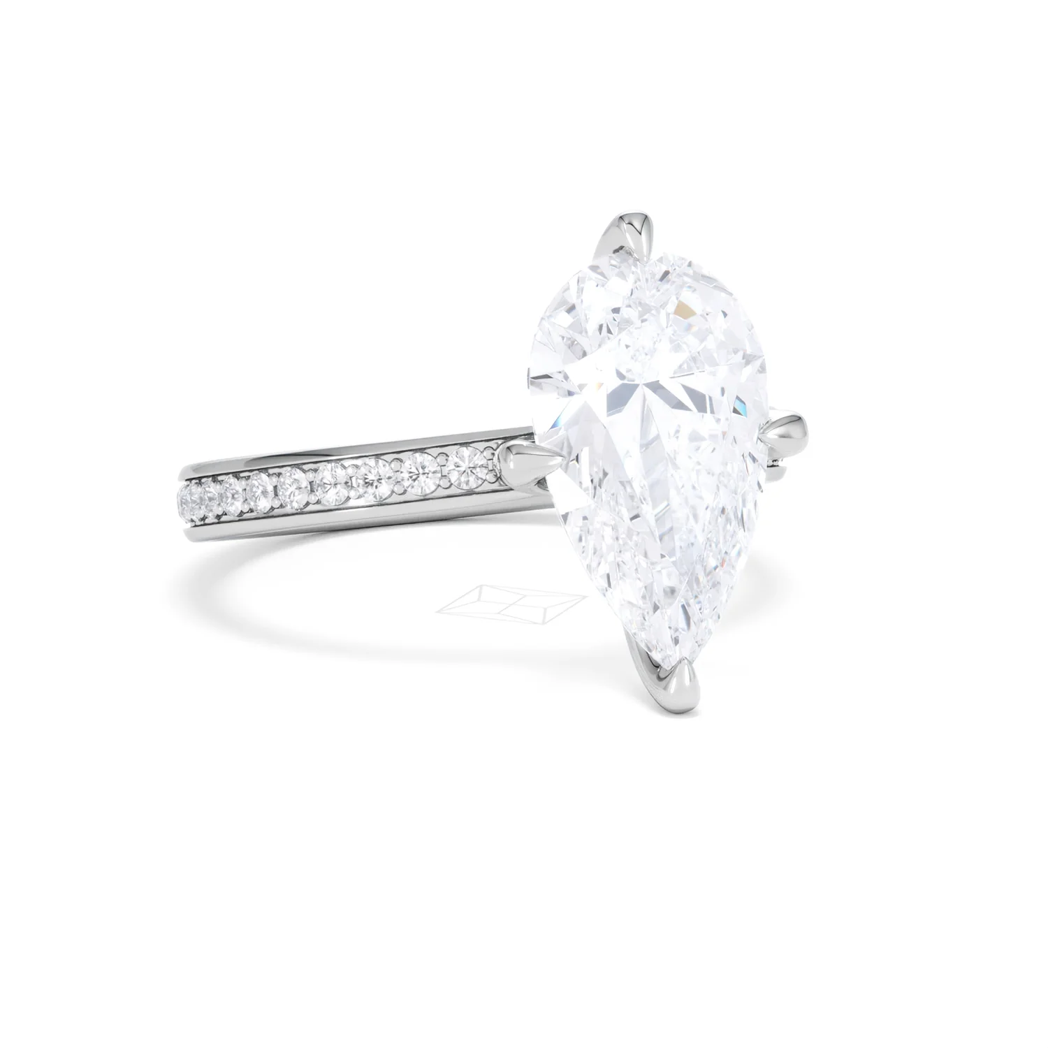 Origin Twist 3.00ct Pear Cut Lab Diamond Solitaire Engagement Ring with Side Stones in 18K White Gold - Image 12
