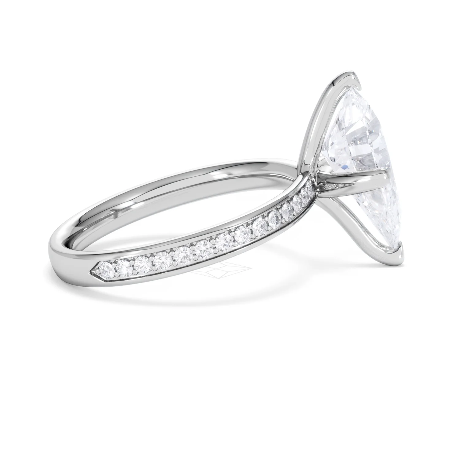 Origin Twist 3.00ct Pear Cut Lab Diamond Solitaire Engagement Ring with Side Stones in 18K White Gold - Image 28