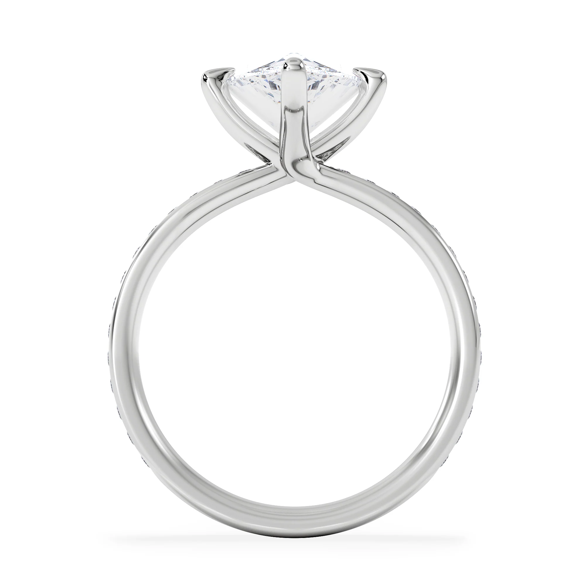 Origin Twist 3.00ct Pear Cut Lab Diamond Solitaire Engagement Ring with Side Stones in 18K White Gold - Image 3