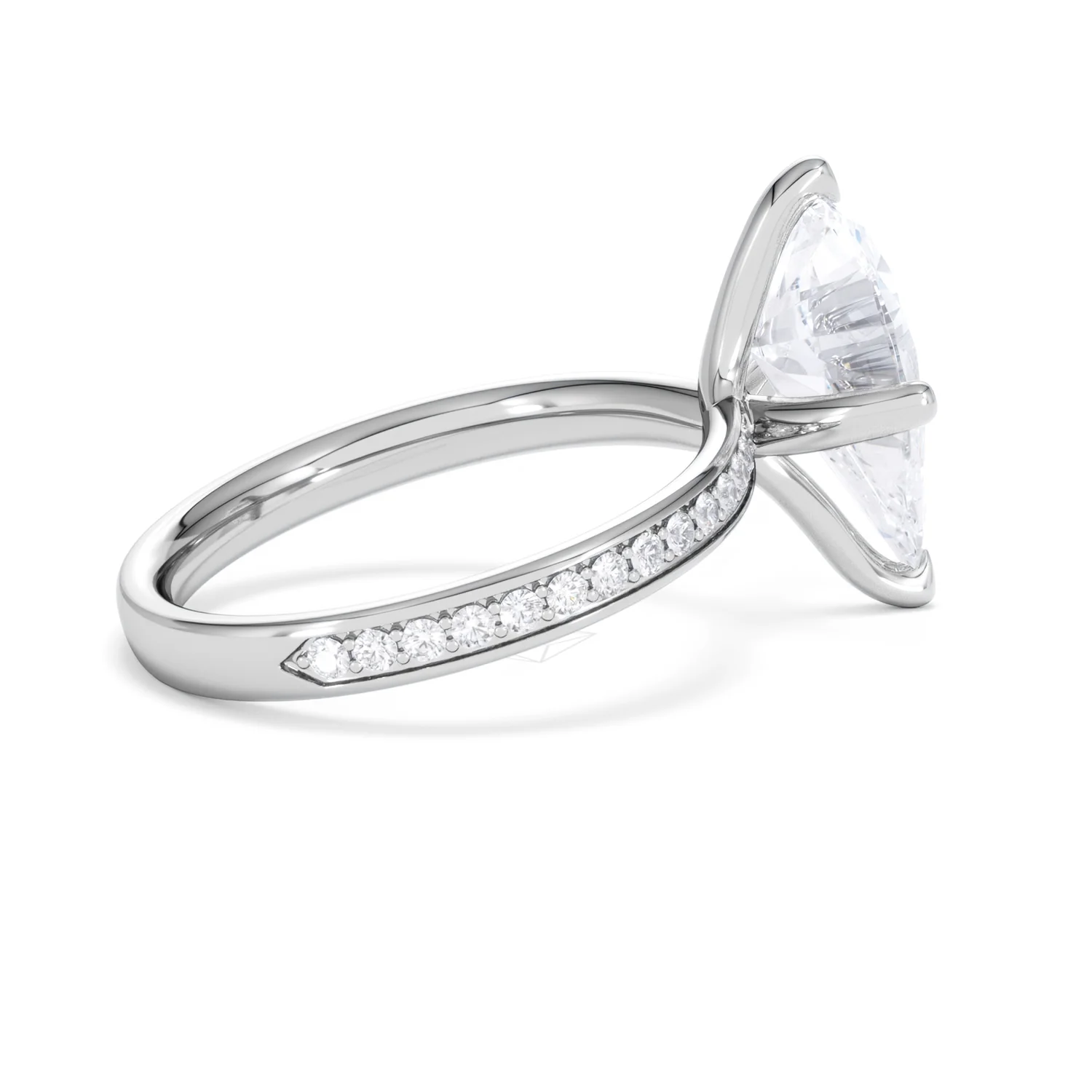 Origin Twist 3.00ct Pear Cut Lab Diamond Solitaire Engagement Ring with Side Stones in 18K White Gold - Image 31