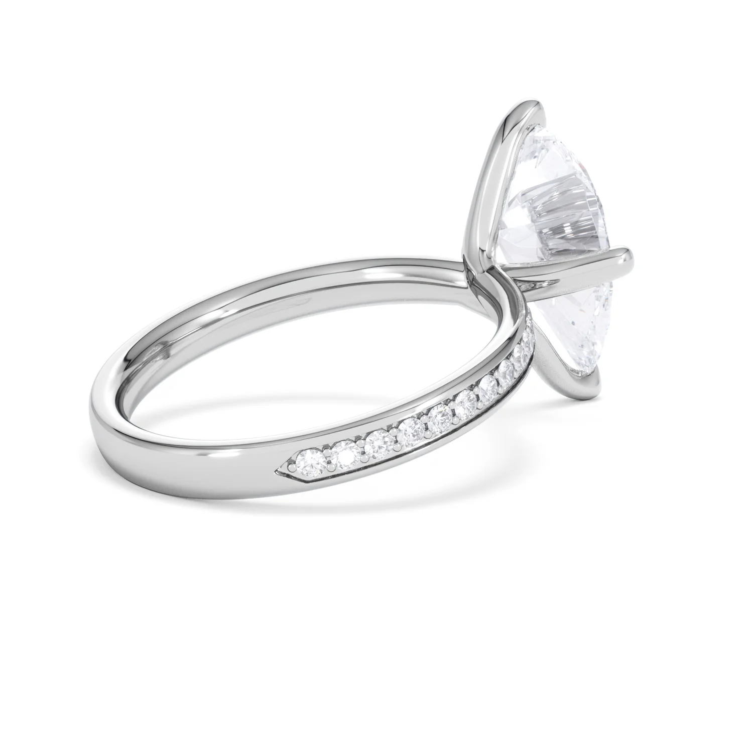 Origin Twist 3.00ct Pear Cut Lab Diamond Solitaire Engagement Ring with Side Stones in 18K White Gold - Image 35
